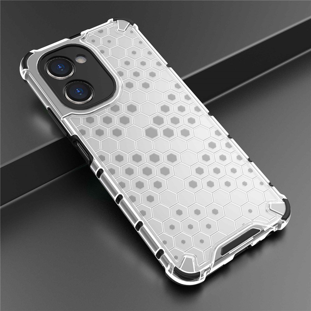 Honeycomb Textured TPU + PC Cover for Realme C33 4G, Shock Absorbing Precise Cutout Phone Case - Grey-4
