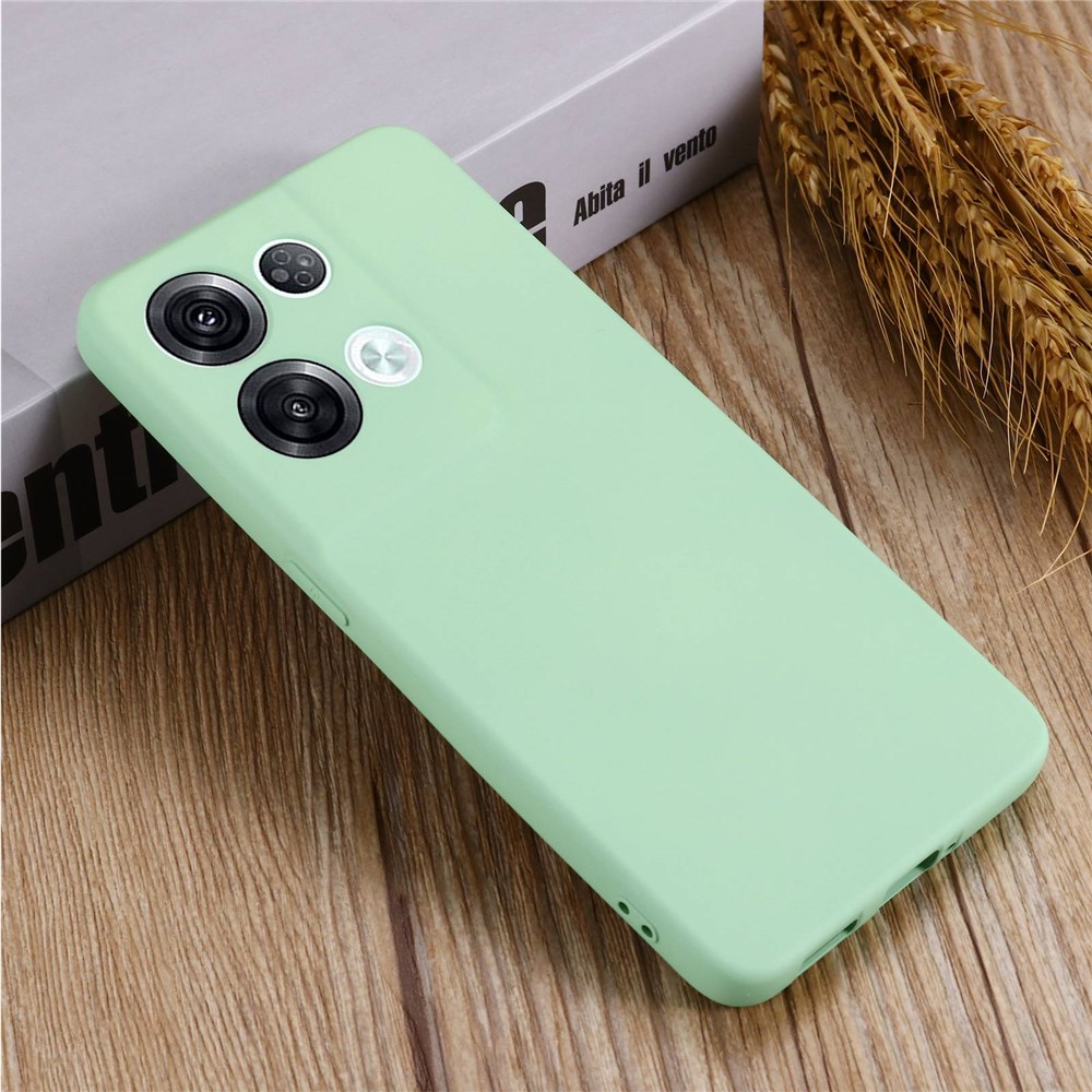 For Oppo Reno8 Pro+ 5G (Global Version) Liquid Silicone Microfiber Lining Protective Case Camera Protection Shockproof Anti-Drop Phone Cover with Strap - Green-6