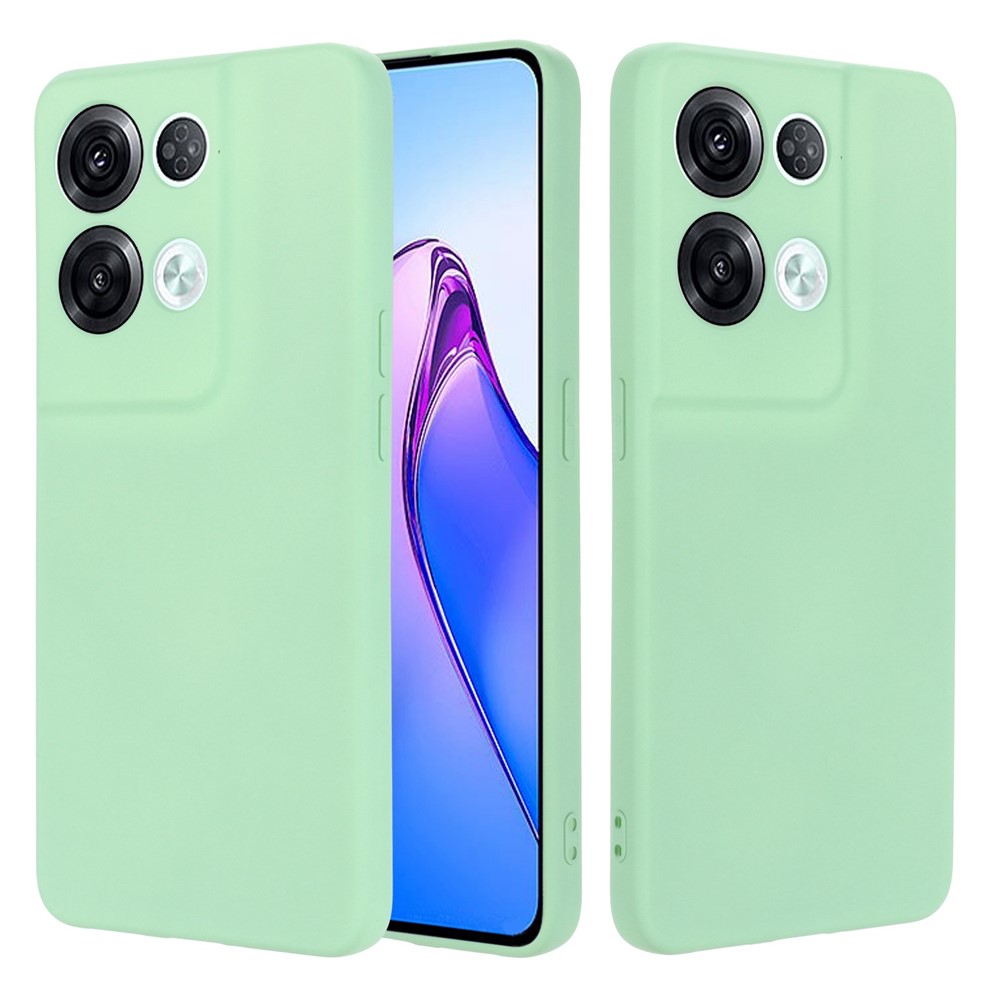 For Oppo Reno8 Pro+ 5G (Global Version) Liquid Silicone Microfiber Lining Protective Case Camera Protection Shockproof Anti-Drop Phone Cover with Strap - Green-7