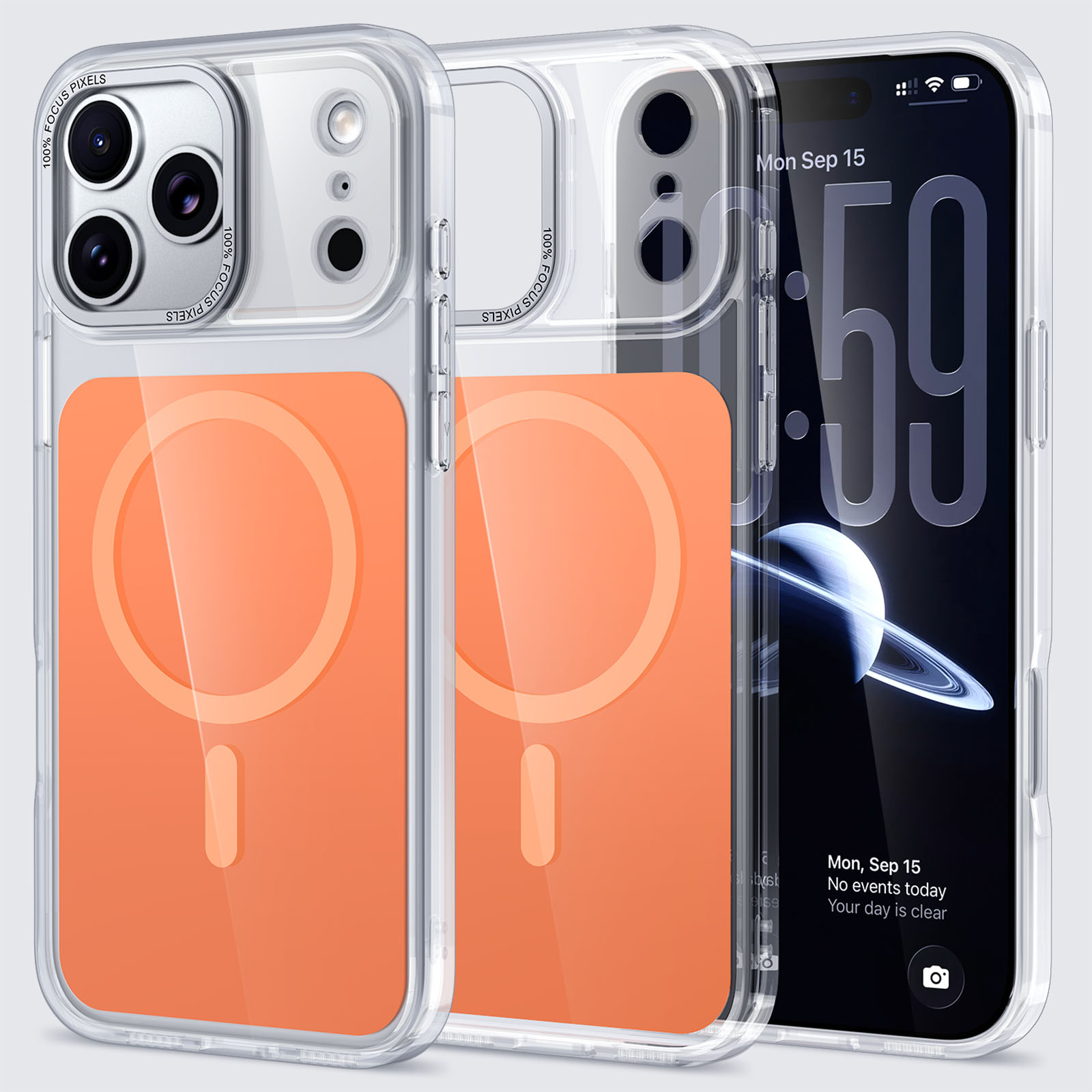 For iPhone 17 Pro Case Skin-touch Acrylic + TPU Cover Compatible with MagSafe - Orange