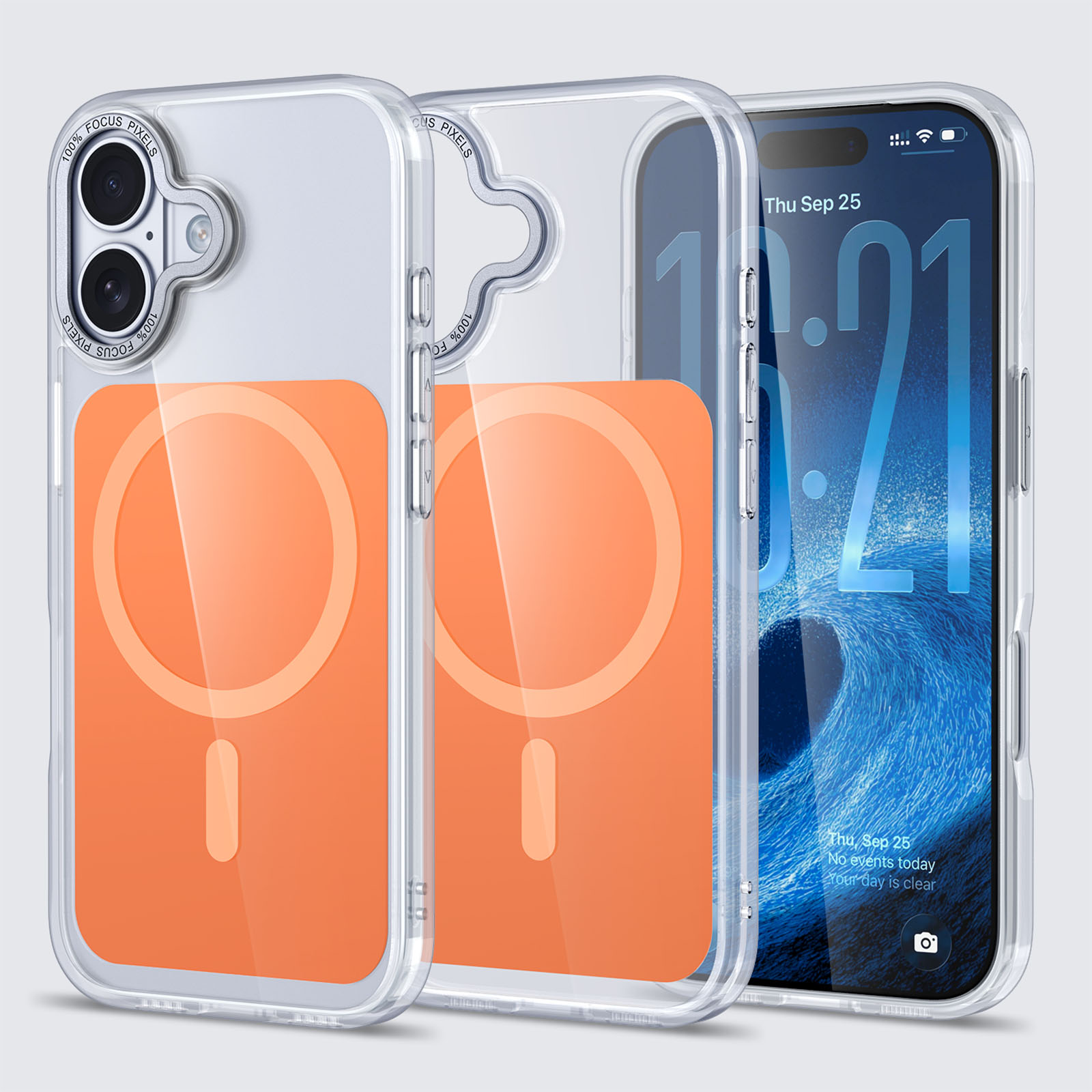 For iPhone 17 Case Skin-touch Acrylic + TPU Cover Compatible with MagSafe - Orange