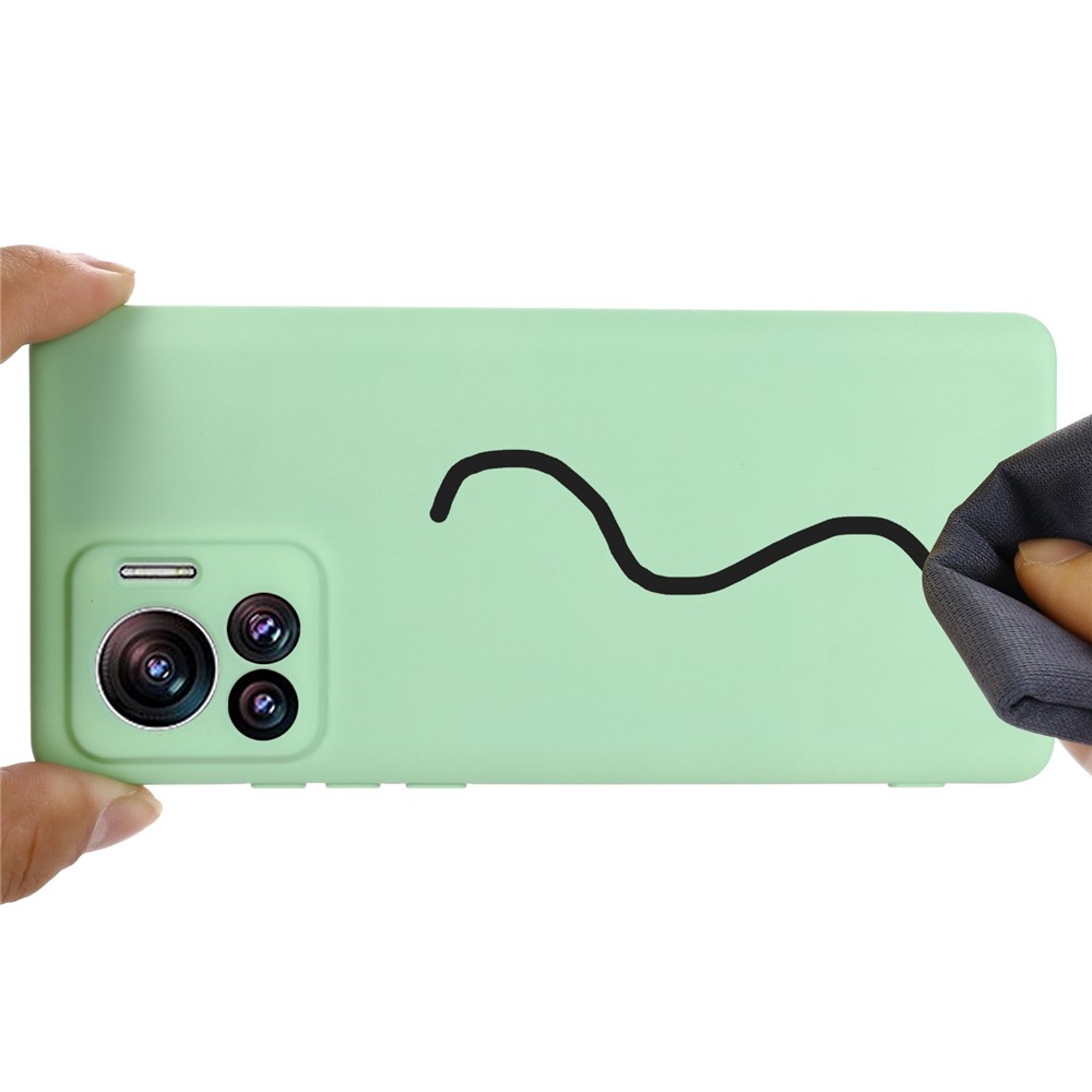 For Motorola Moto X30 Pro 5G / Edge 30 Ultra 5G Liquid Silicone Soft Touch Case Microfiber Lining Camera Protection Phone Cover with Strap - Green-4