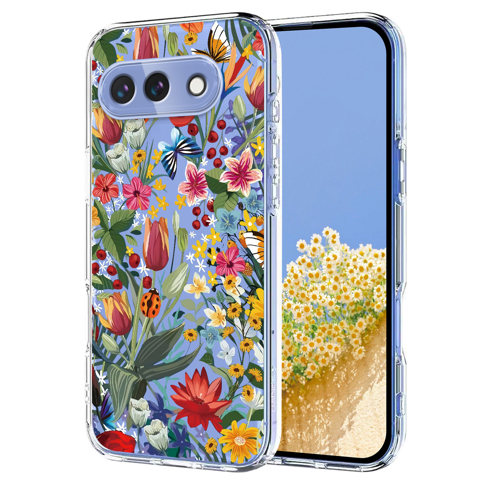 For Google Pixel 10a Case Butterfly Floral Pattern Printing TPU Phone Back Cover - Lilies