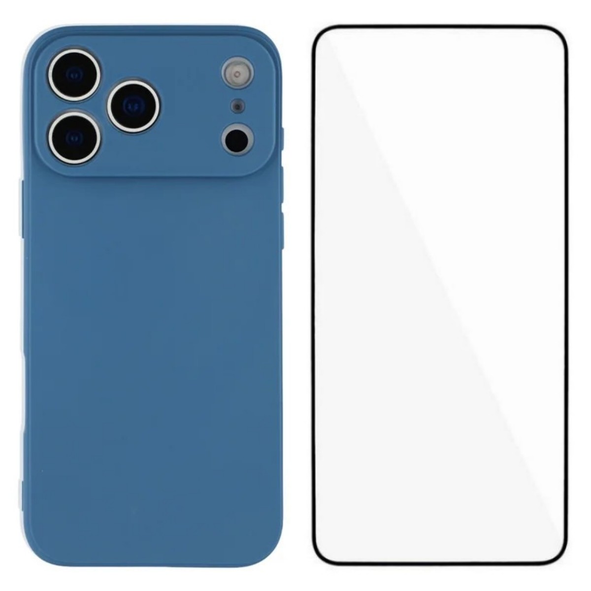 For iPhone 17 Pro Case WANLONFENG ZB Series Precise Cutouts Straight Edge TPU Phone Cover with Tempered Glass Film - Sapphire