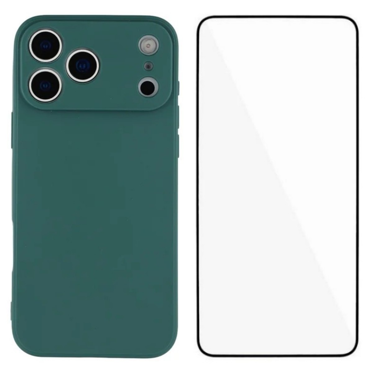 For iPhone 17 Pro Case WANLONFENG ZB Series Precise Cutouts Straight Edge TPU Phone Cover with Tempered Glass Film - Army Green