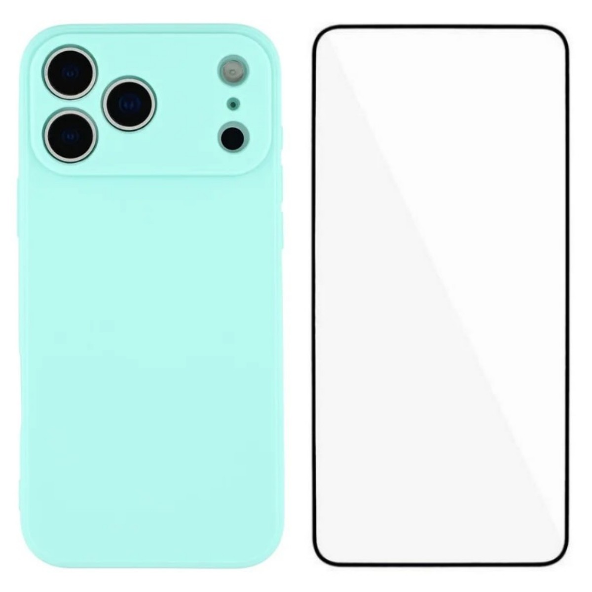 For iPhone 17 Pro Case WANLONFENG ZB Series Precise Cutouts Straight Edge TPU Phone Cover with Tempered Glass Film - Baby Blue
