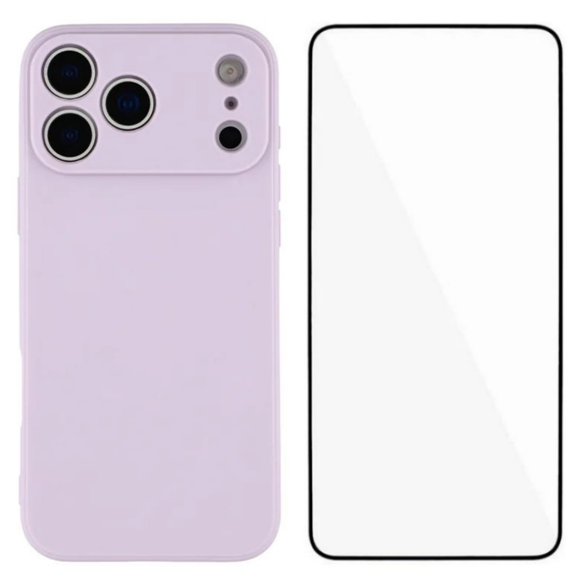 For iPhone 17 Pro Case WANLONFENG ZB Series Precise Cutouts Straight Edge TPU Phone Cover with Tempered Glass Film - Purple
