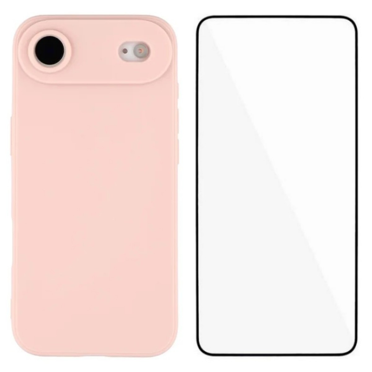 For iPhone Air Case WANLONFENG ZB Series Precise Cutouts Straight Edge TPU Phone Cover with Tempered Glass Film - Pink