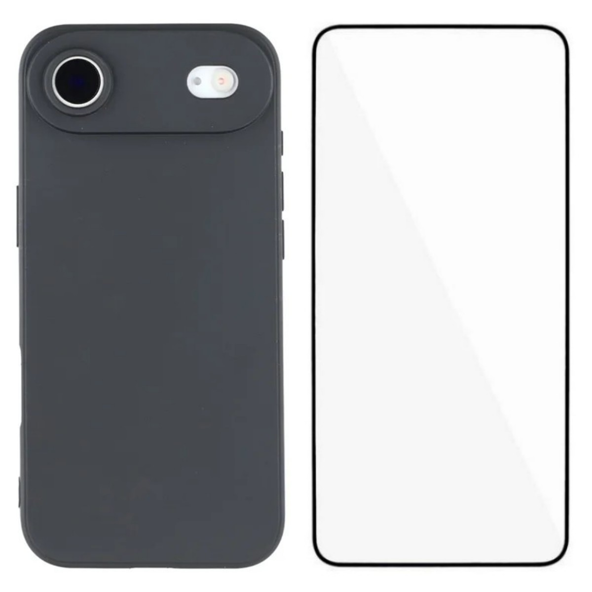 For iPhone Air Case WANLONFENG ZB Series Precise Cutouts Straight Edge TPU Phone Cover with Tempered Glass Film - Black