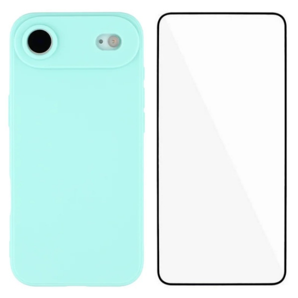 For iPhone Air Case WANLONFENG ZB Series Precise Cutouts Straight Edge TPU Phone Cover with Tempered Glass Film - Baby Blue