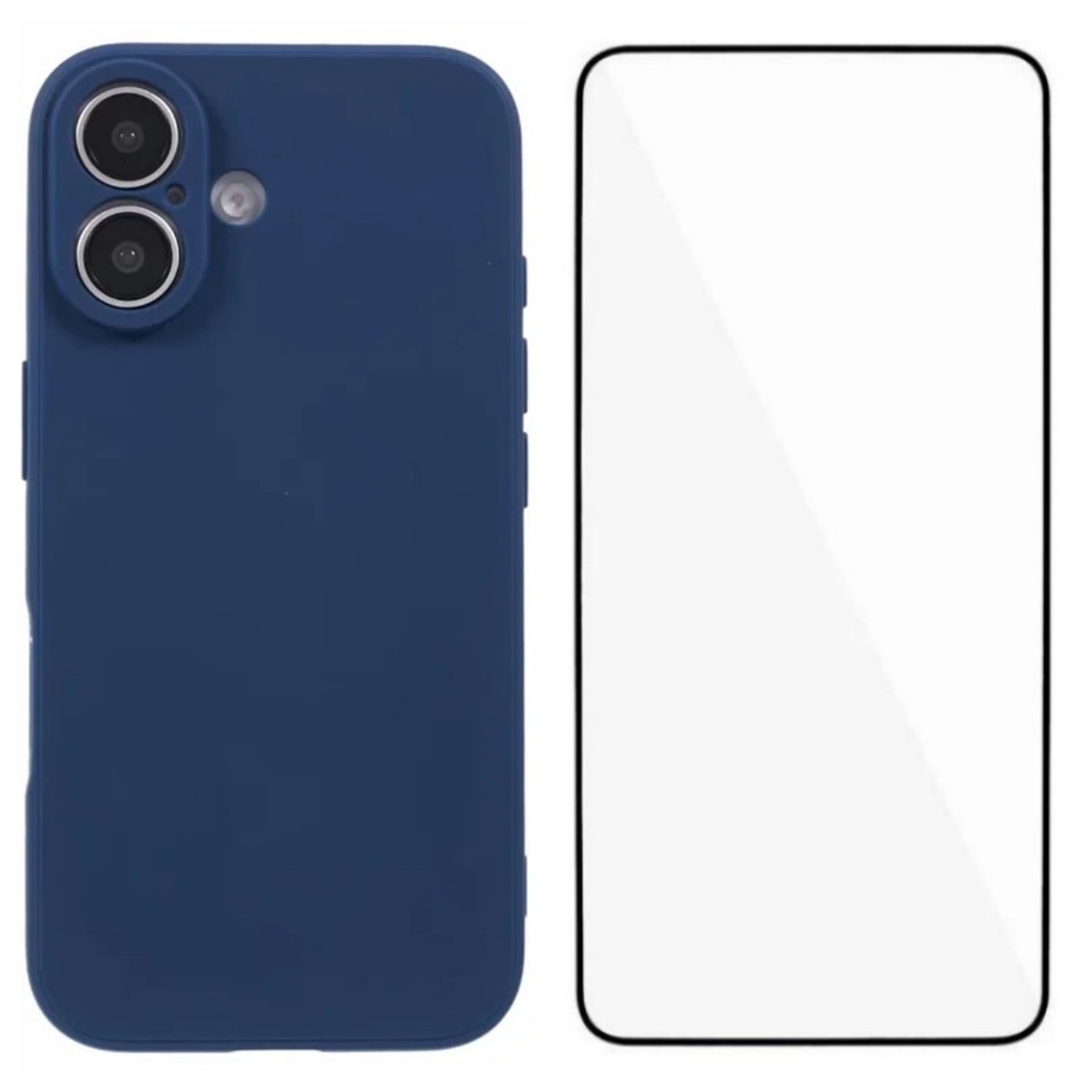 For iPhone 17 Case WANLONFENG ZB Series Precise Cutouts Straight Edge TPU Phone Cover with Tempered Glass Film - Sapphire