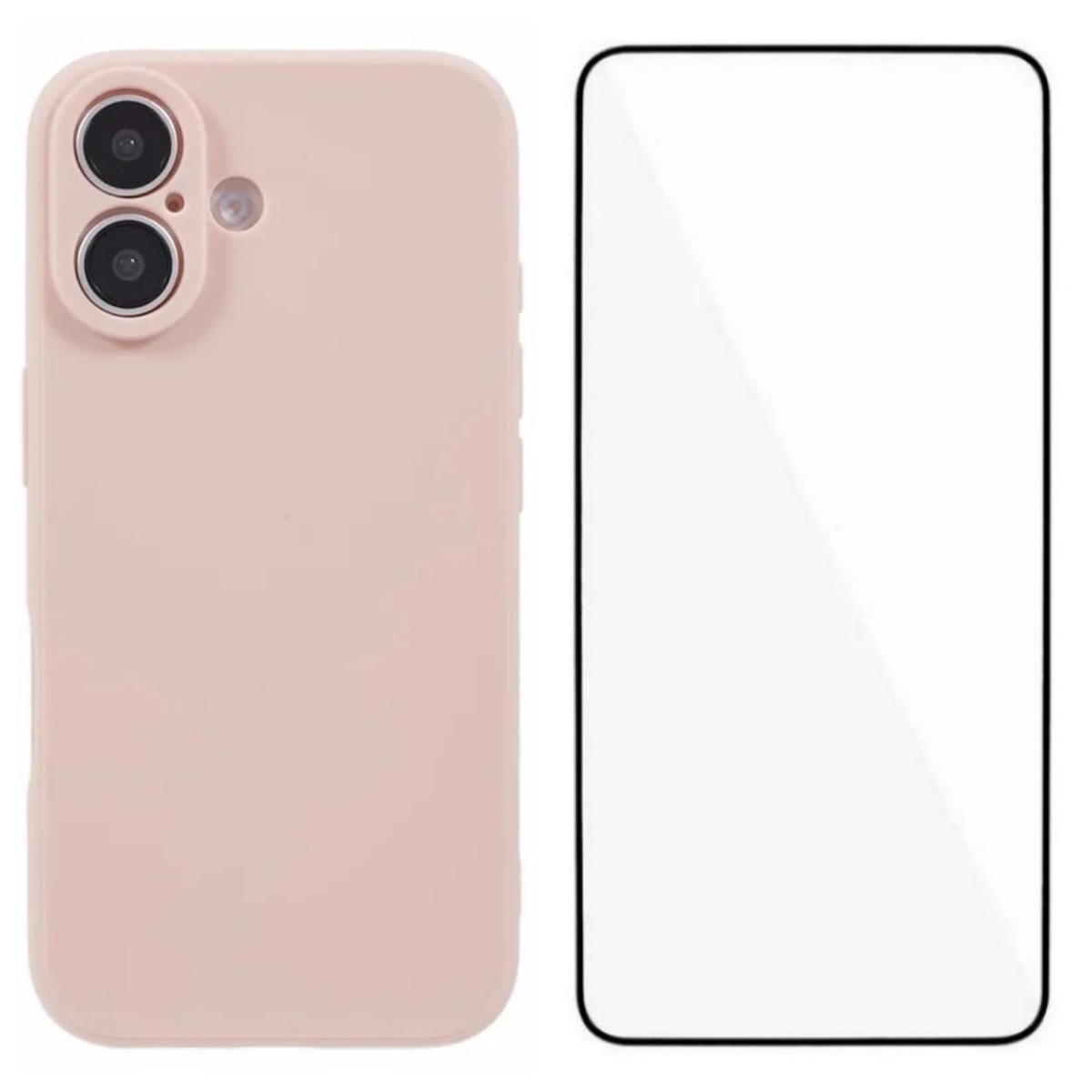 For iPhone 17 Case WANLONFENG ZB Series Precise Cutouts Straight Edge TPU Phone Cover with Tempered Glass Film - Pink