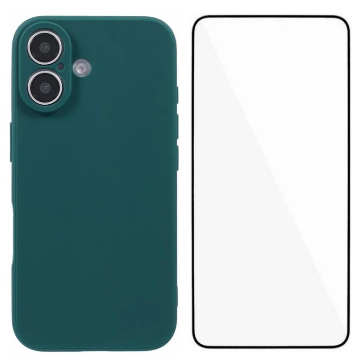 For iPhone 17 Case WANLONFENG ZB Series Precise Cutouts Straight Edge TPU Phone Cover with Tempered Glass Film - Army Green