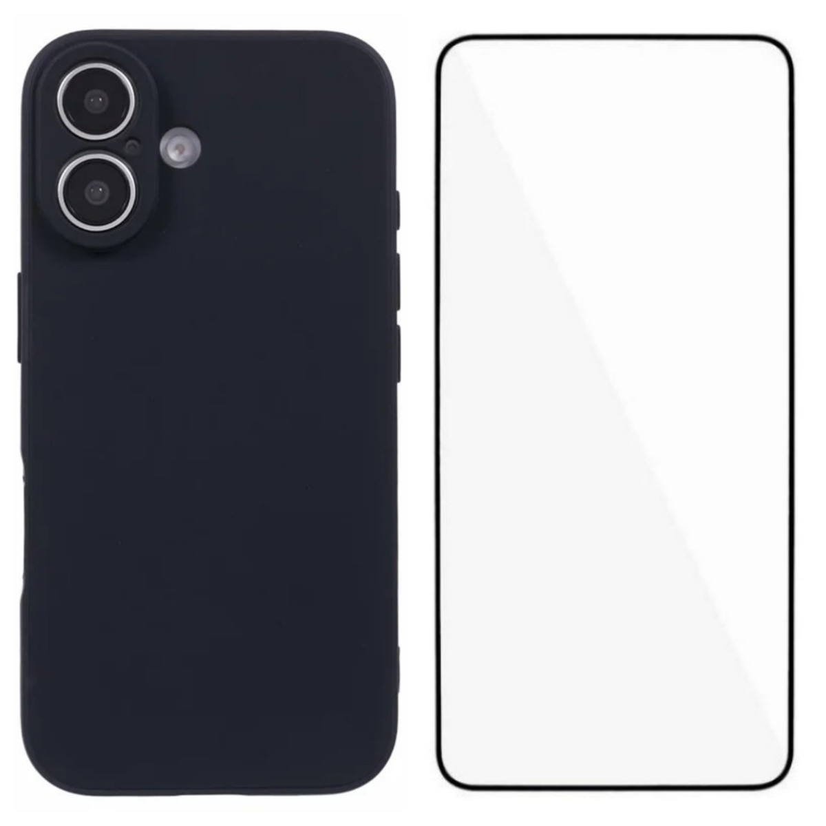 For iPhone 17 Case WANLONFENG ZB Series Precise Cutouts Straight Edge TPU Phone Cover with Tempered Glass Film - Black