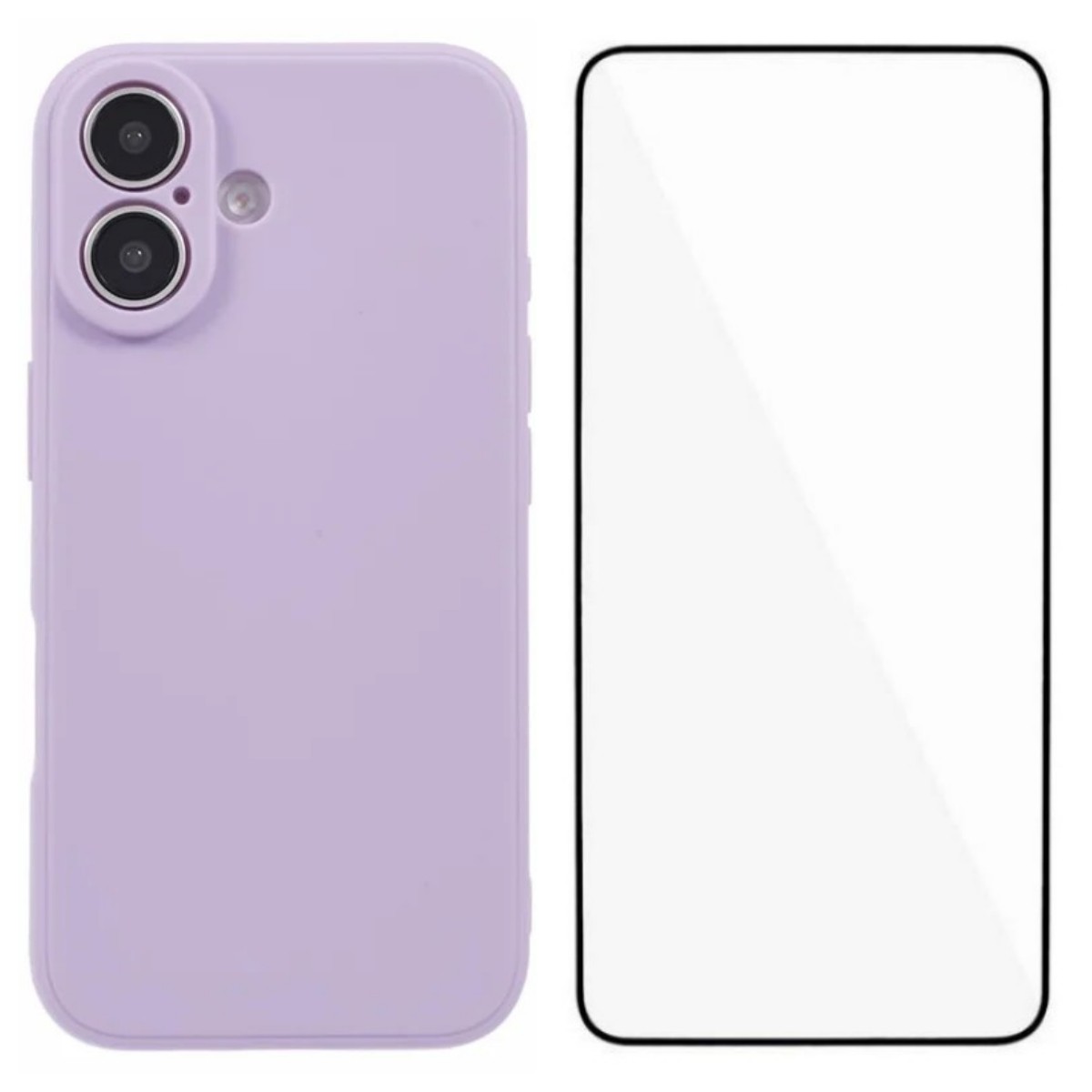 For iPhone 17 Case WANLONFENG ZB Series Precise Cutouts Straight Edge TPU Phone Cover with Tempered Glass Film - Purple