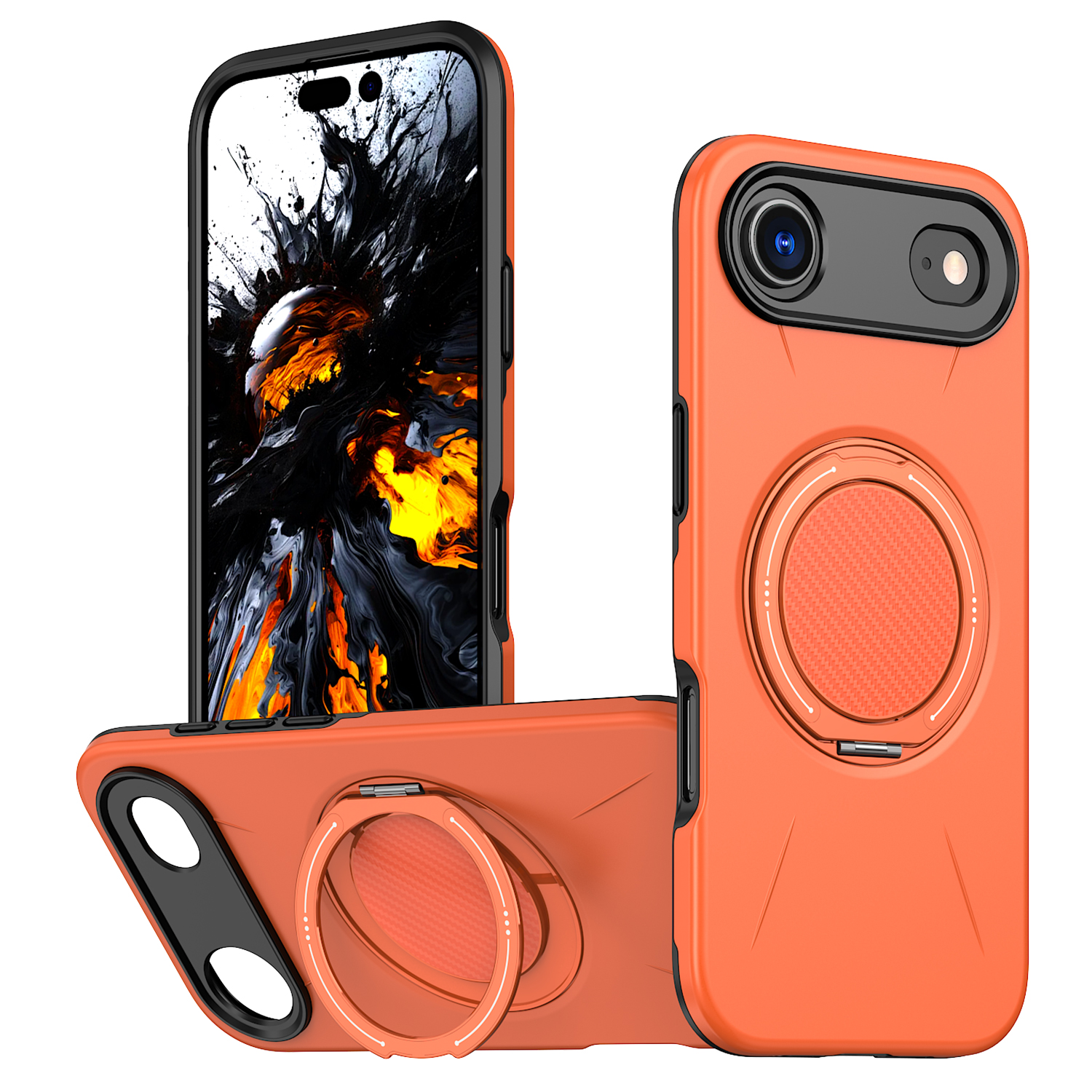 For iPhone Air Case Compatible with MagSafe TPU + PC Back Cover with Rotating Kickstand - Orange