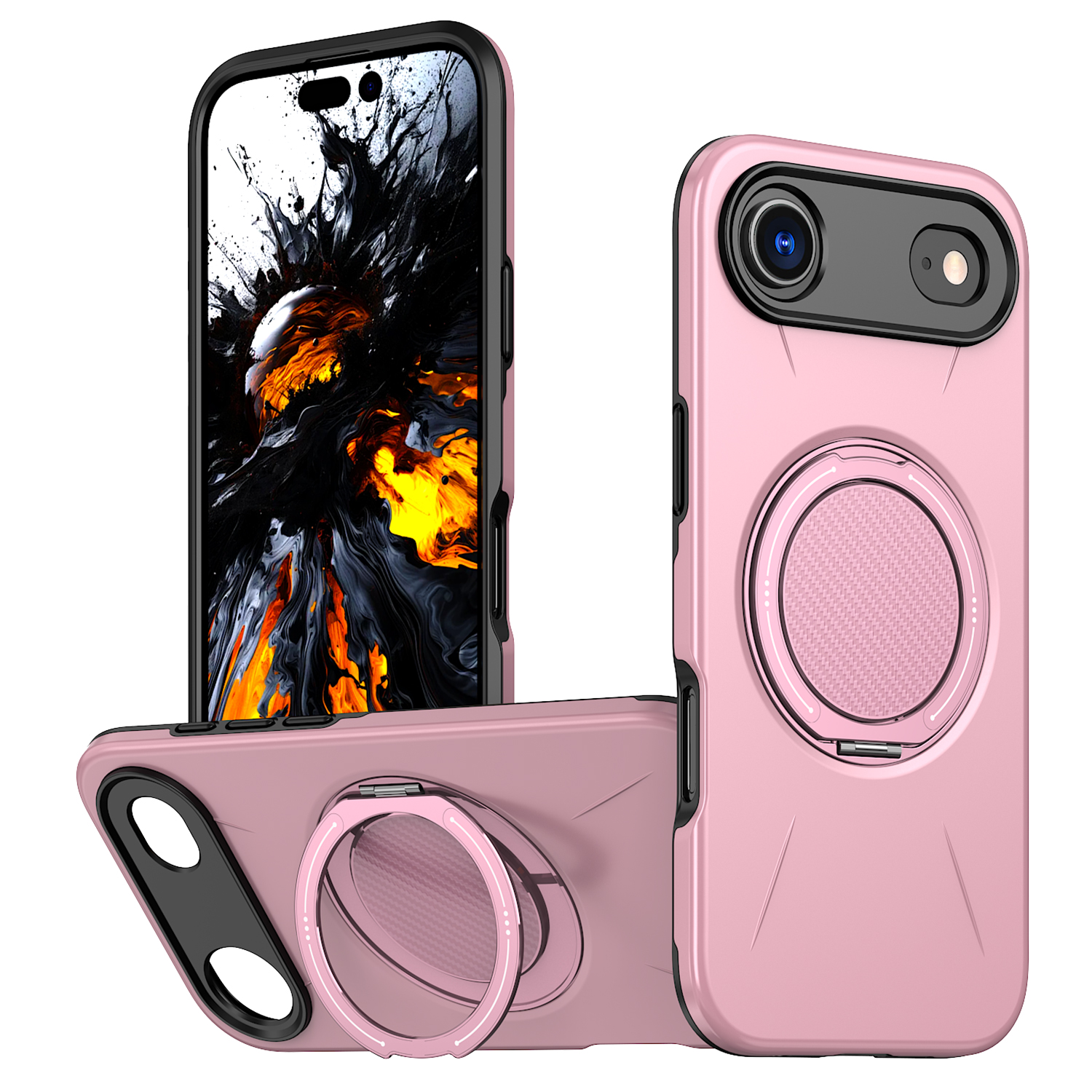 For iPhone Air Case Compatible with MagSafe TPU + PC Back Cover with Rotating Kickstand - Pink