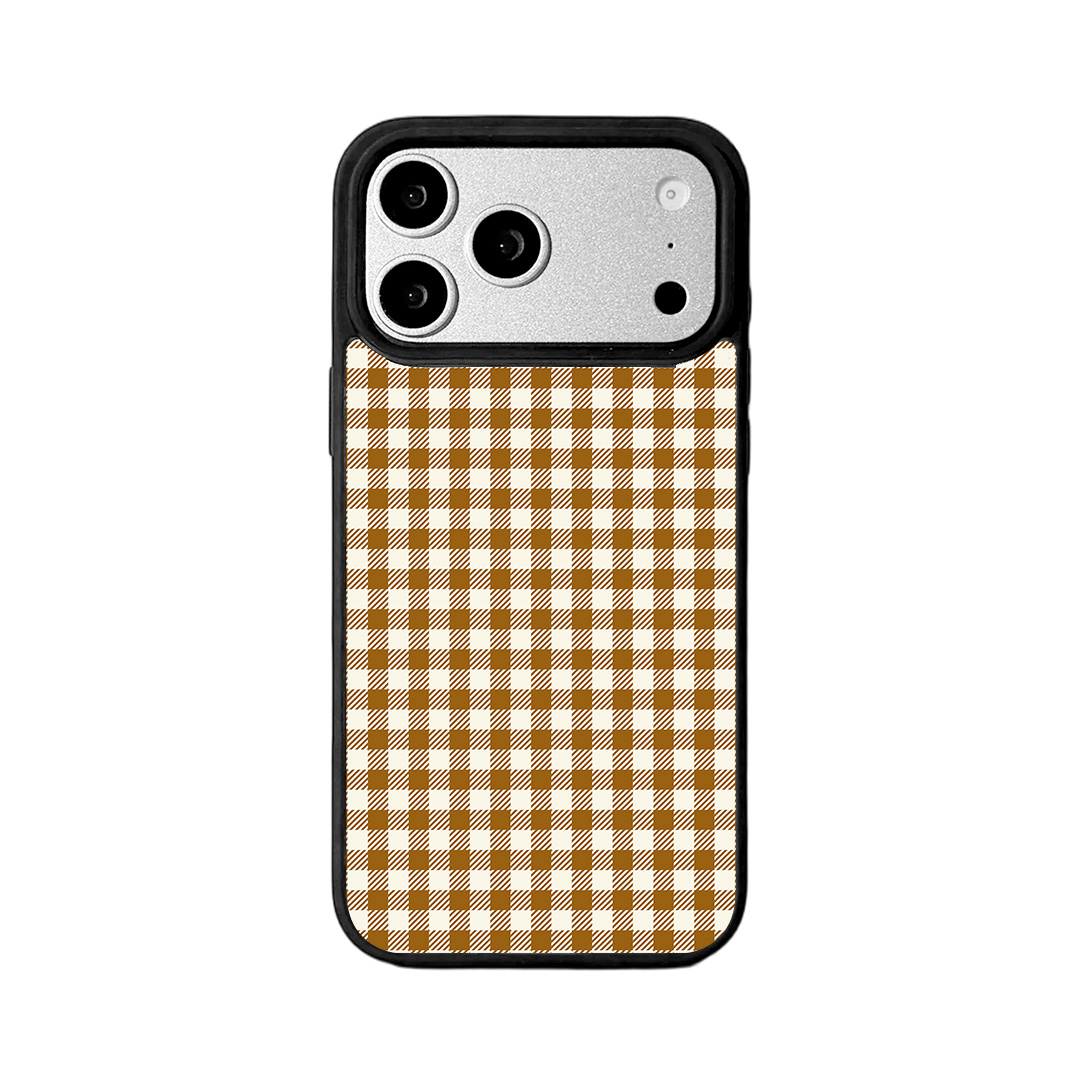 For iPhone 17 Pro Magnetic Case EYCASE Grid Series Black Edge TPU + Acrylic Cover - Caramel Grid