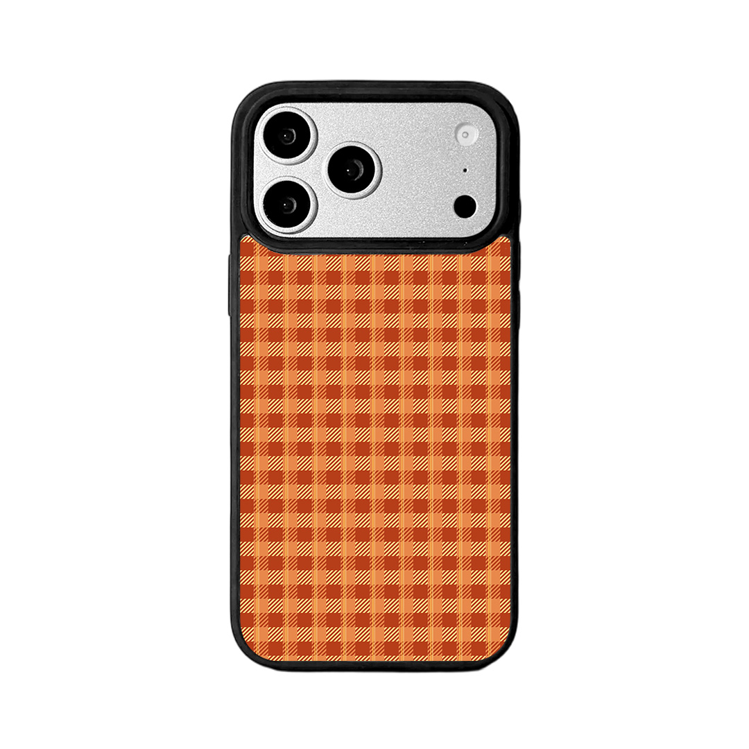 For iPhone 17 Pro Magnetic Case EYCASE Grid Series Black Edge TPU + Acrylic Cover - Pumpkin Color Grid