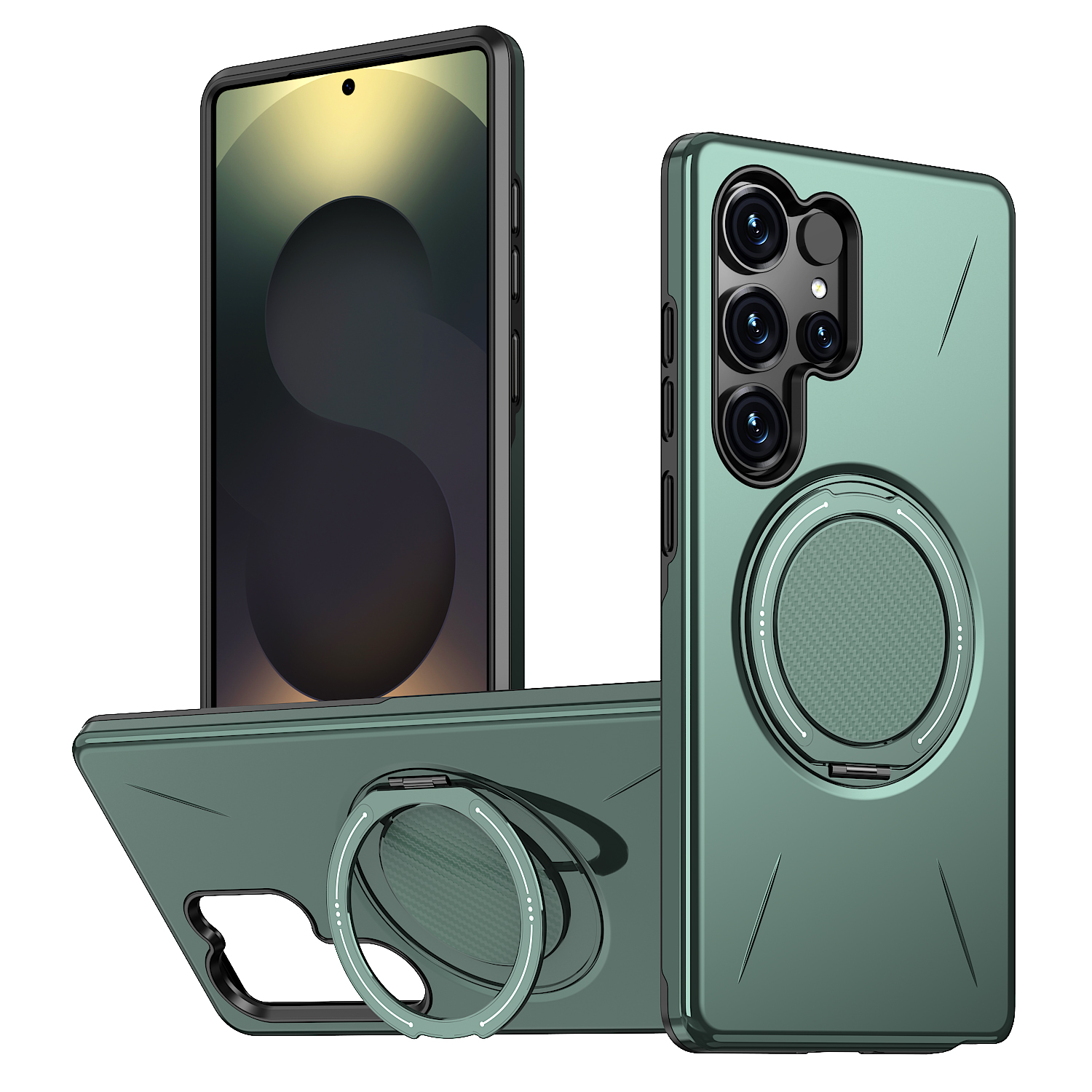 For Samsung Galaxy S23 Ultra / Galaxy S22 Ultra 5G Magnetic Case Rotating Kickstand TPU + PC Phone Cover - Green