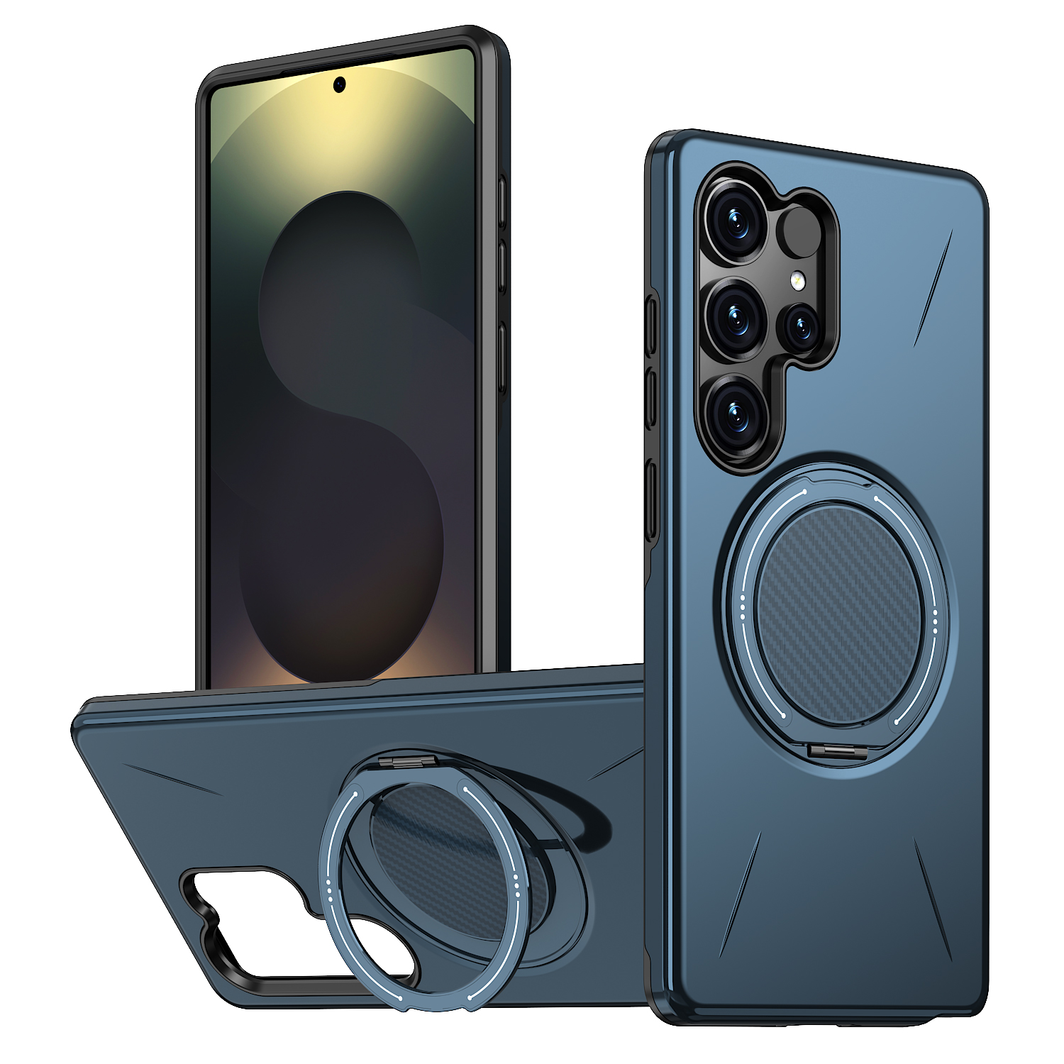 For Samsung Galaxy S23 Ultra / Galaxy S22 Ultra 5G Magnetic Case Rotating Kickstand TPU + PC Phone Cover - Blue