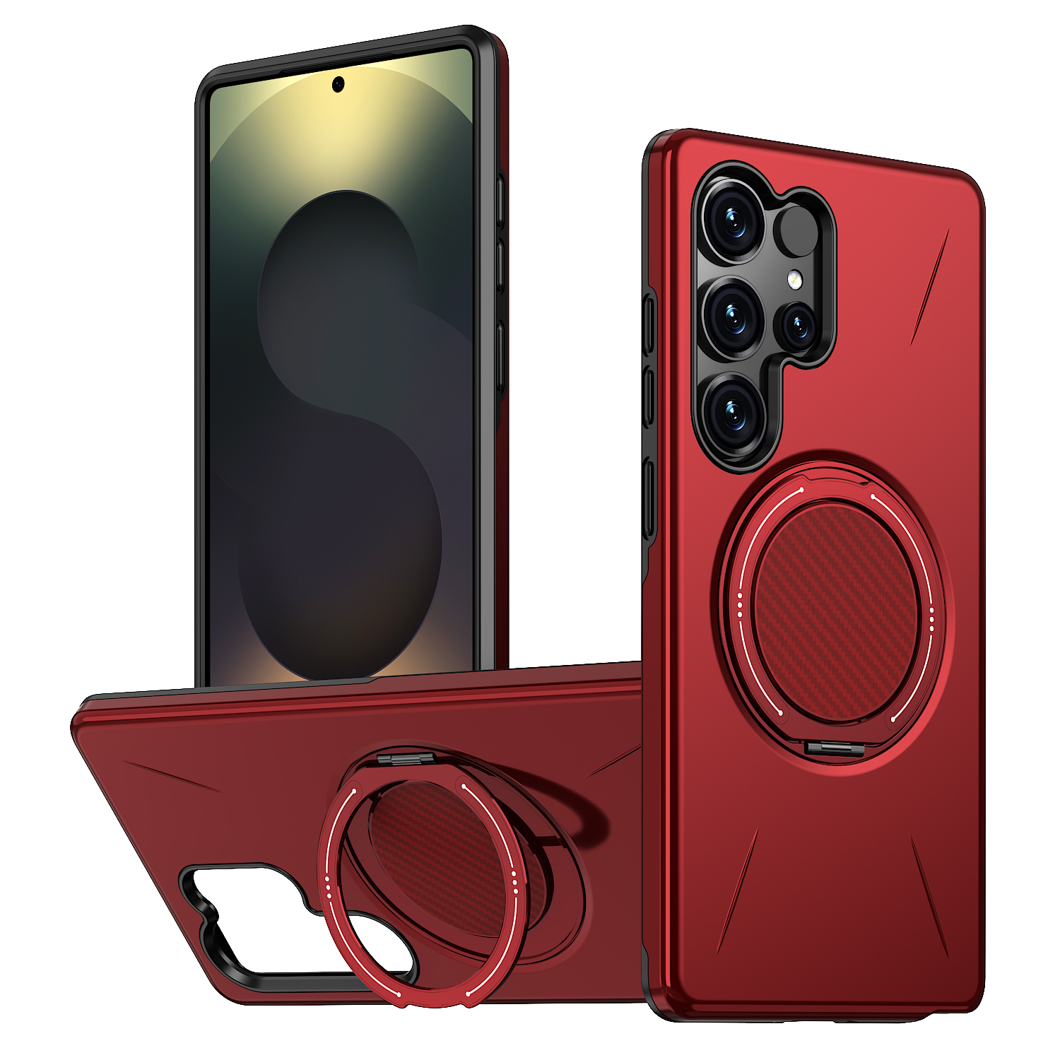 For Samsung Galaxy S23 Ultra / Galaxy S22 Ultra 5G Magnetic Case Rotating Kickstand TPU + PC Phone Cover - Red