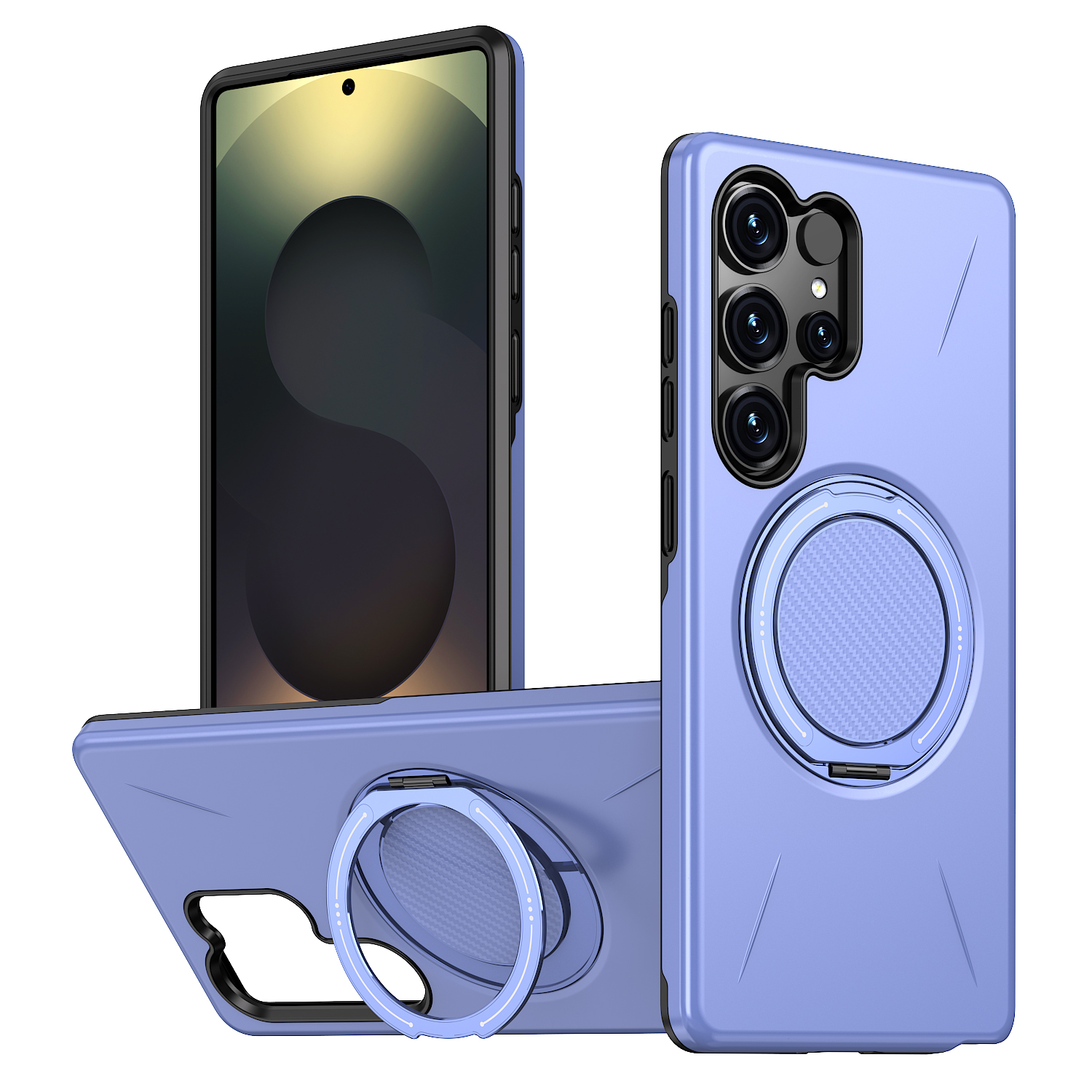 For Samsung Galaxy S23 Ultra / Galaxy S22 Ultra 5G Magnetic Case Rotating Kickstand TPU + PC Phone Cover - Purple