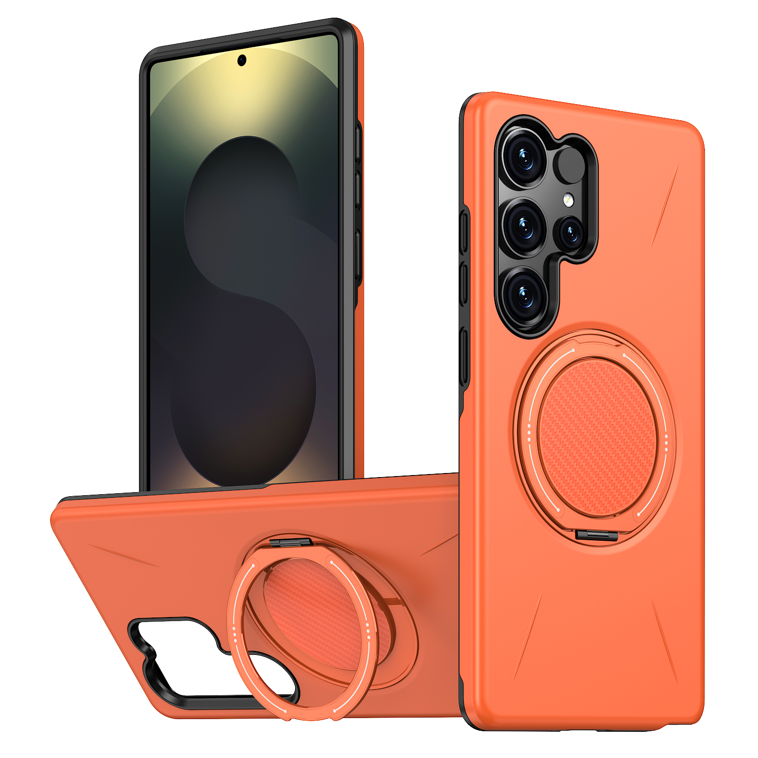 For Samsung Galaxy S23 Ultra / Galaxy S22 Ultra 5G Magnetic Case Rotating Kickstand TPU + PC Phone Cover - Orange