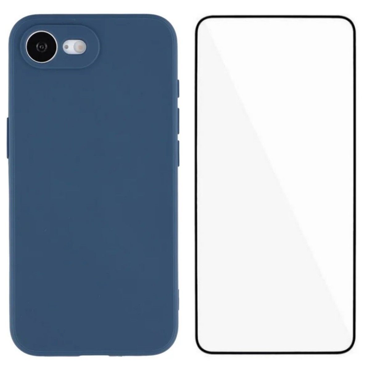 For iPhone 16e Case WANLONFENG ZB Series Precise Cutouts Straight Edge TPU Phone Cover with Tempered Glass Film - Sapphire