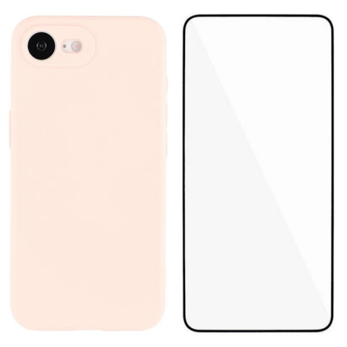 For iPhone 16e Case WANLONFENG ZB Series Precise Cutouts Straight Edge TPU Phone Cover with Tempered Glass Film - Pink