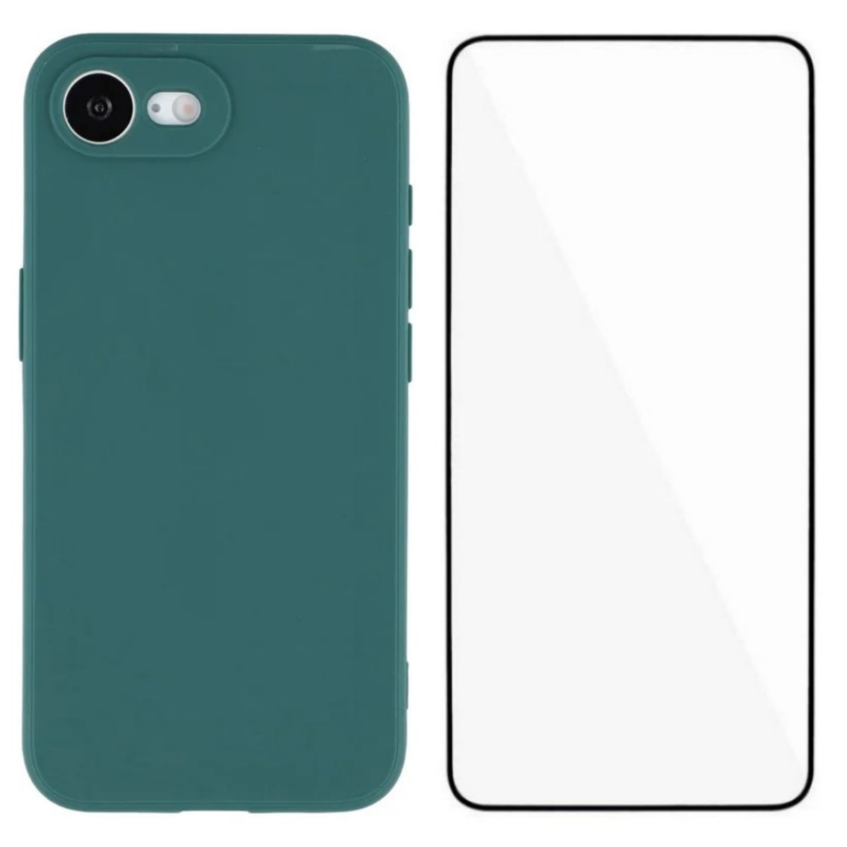 For iPhone 16e Case WANLONFENG ZB Series Precise Cutouts Straight Edge TPU Phone Cover with Tempered Glass Film - Army Green