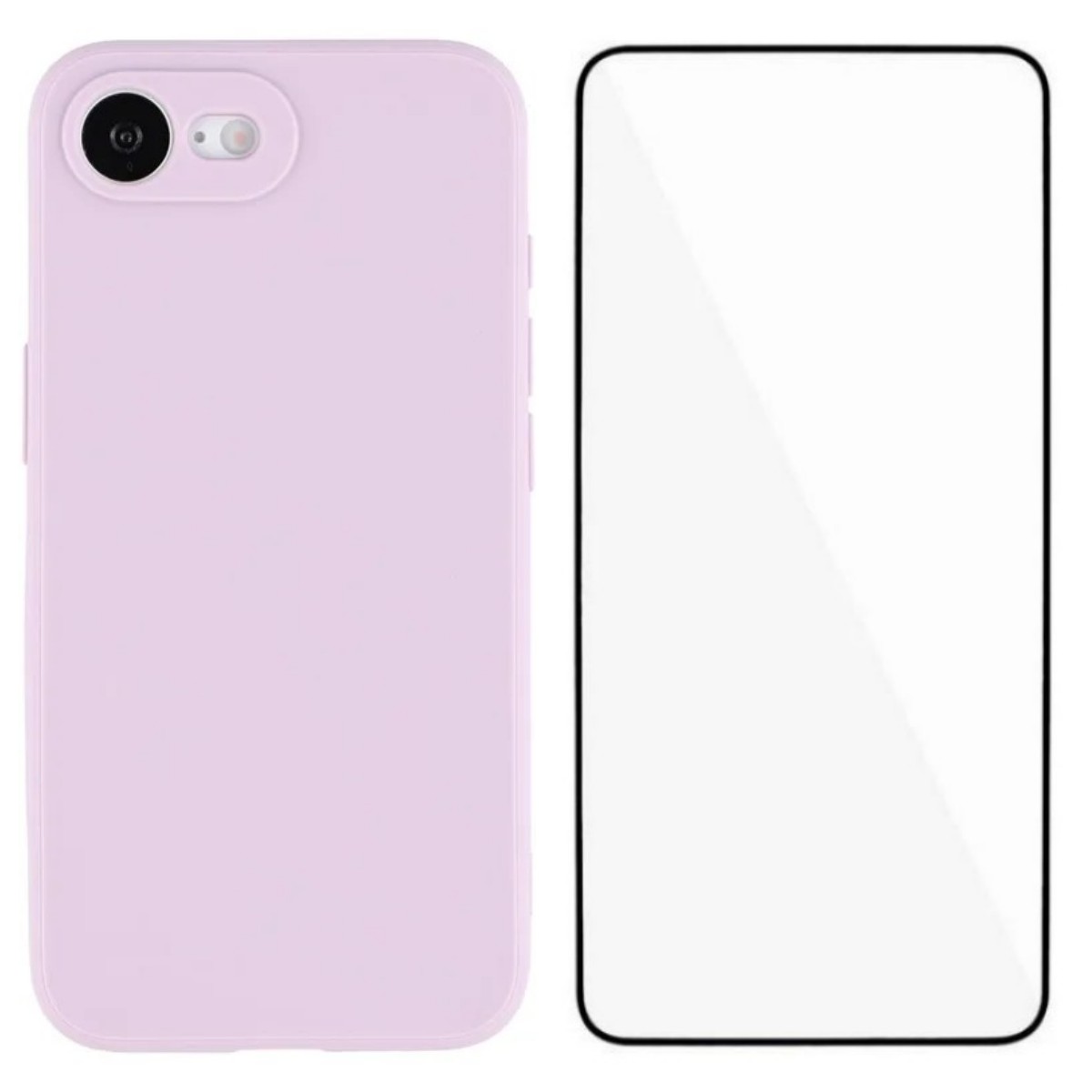 For iPhone 16e Case WANLONFENG ZB Series Precise Cutouts Straight Edge TPU Phone Cover with Tempered Glass Film - Purple