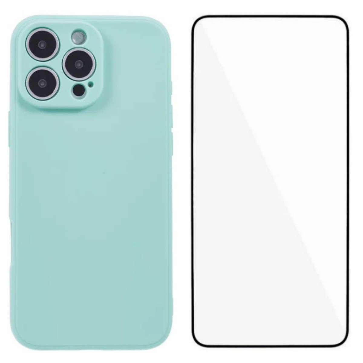 For iPhone 16 Pro Case WANLONFENG ZB Series Precise Cutouts Straight Edge TPU Phone Cover with Tempered Glass Film - Baby Blue