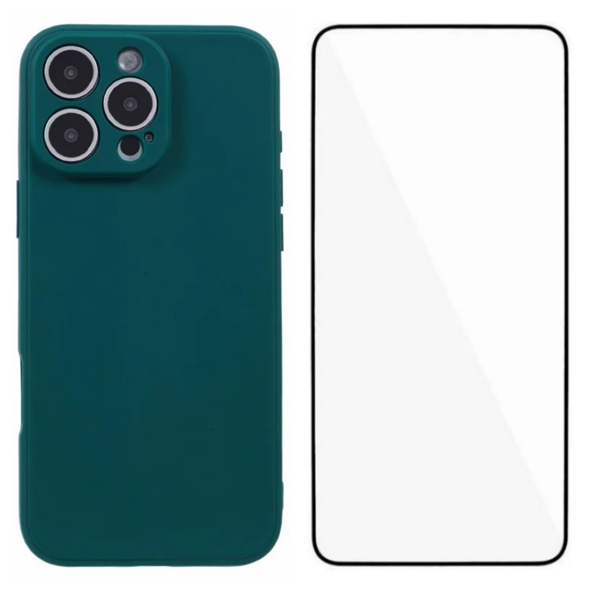 For iPhone 16 Pro Max Case WANLONFENG ZB Series Precise Cutouts Straight Edge TPU Phone Cover with Tempered Glass Film - Army Green