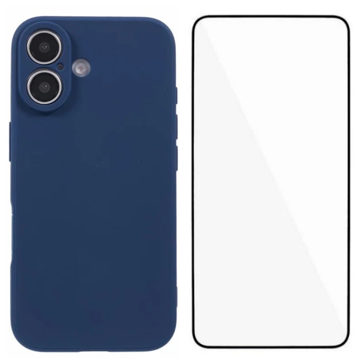 For iPhone 16 Case WANLONFENG ZB Series Precise Cutouts Straight Edge TPU Phone Cover with Tempered Glass Film - Sapphire