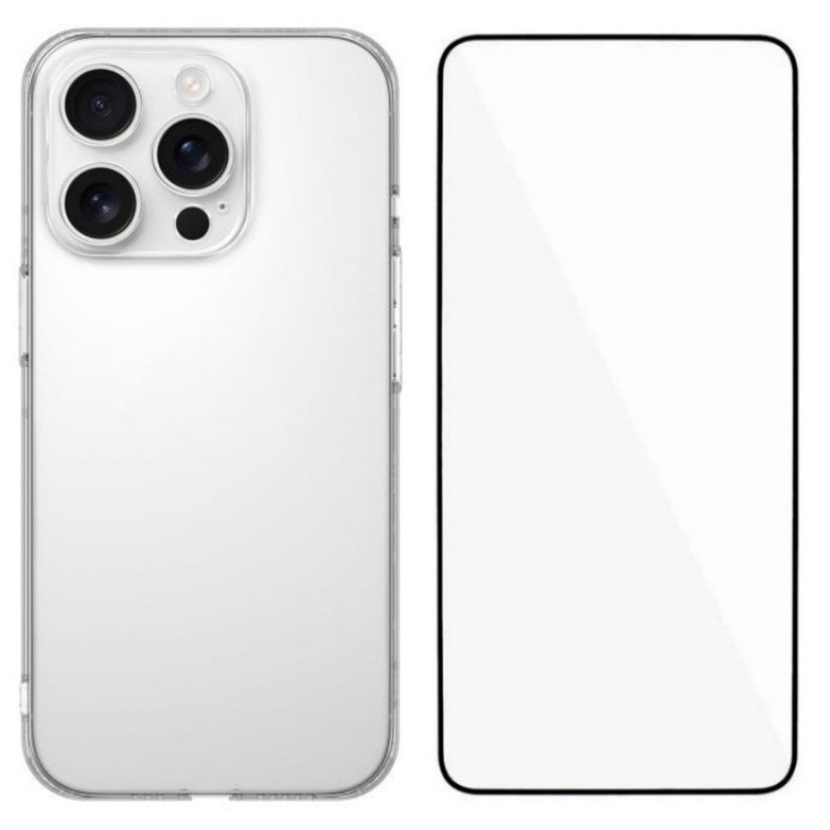 For iPhone 15 Pro Case WANLONFENG YJ Series Precise Lens Hole 1.5mm Rounded Edge Clear TPU Phone Cover with Screen Film - Transparent