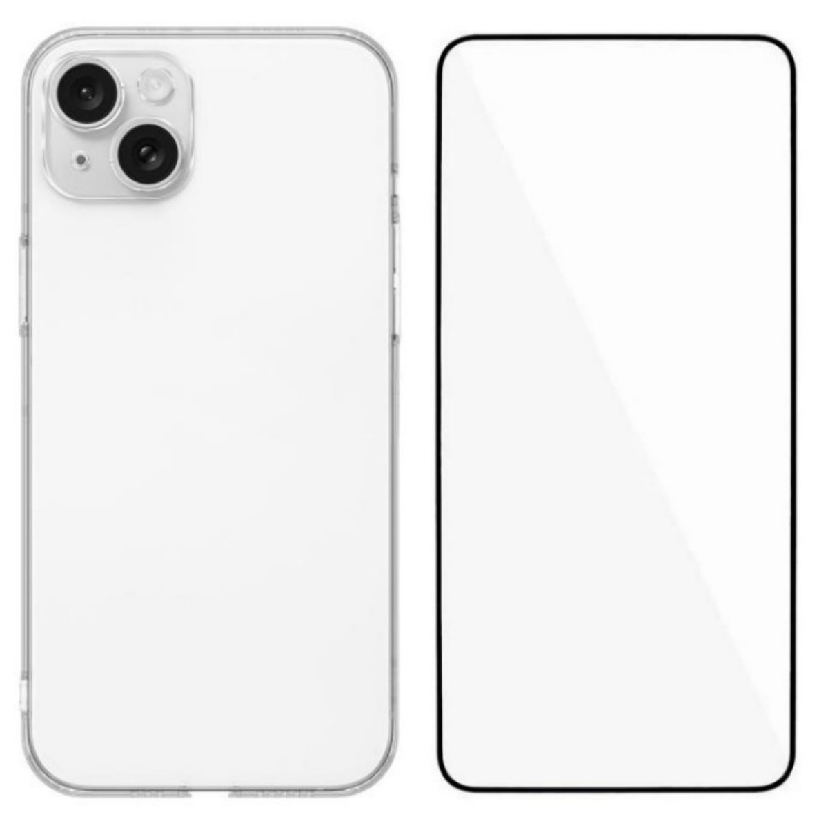 For iPhone 15 Case WANLONFENG YJ Series Precise Lens Hole 1.5mm Rounded Edge Clear TPU Phone Cover with Screen Film - Transparent