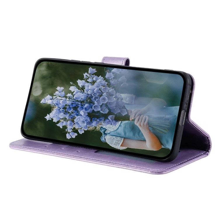 Pour Xiaomi Redmi Note 12 Pro 5g Anti-Scratch PU le Cuir Portefeuille en Cuir Stand Mandala Fleur Imprimé Magnétique Couvrette Anti-poussière - Violet-3