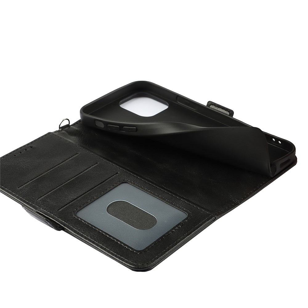 For iPhone 14 Pro Max Anti-scratch Phone Case Retro Wallet Stand Magnetic Clasp Drop Proof Flip Leather Phone Cover with Strap - Black-10