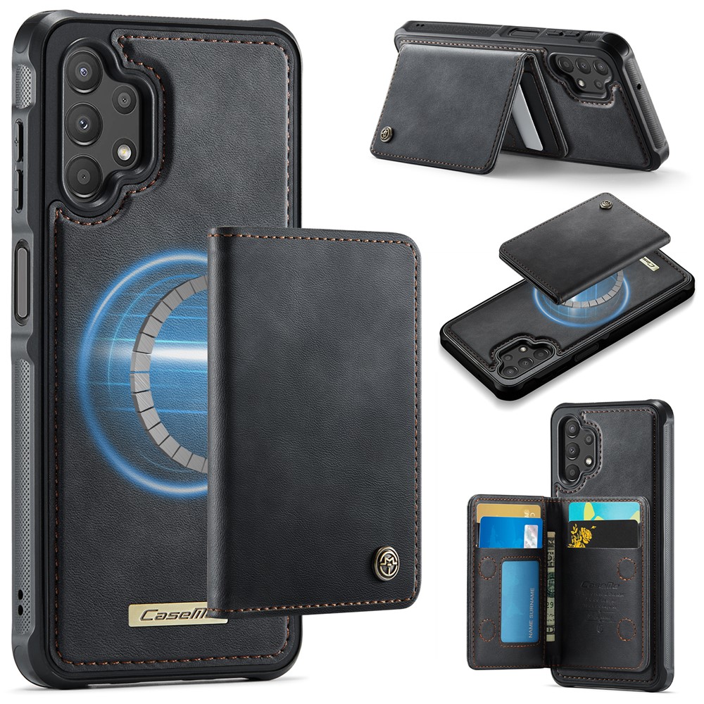 CASEME ME80 Series For Samsung Galaxy A13 4G / A04s 4G (164.7mm) Magnetic Case Leather PC TPU Phone Cover with Detachable Wallet - Black