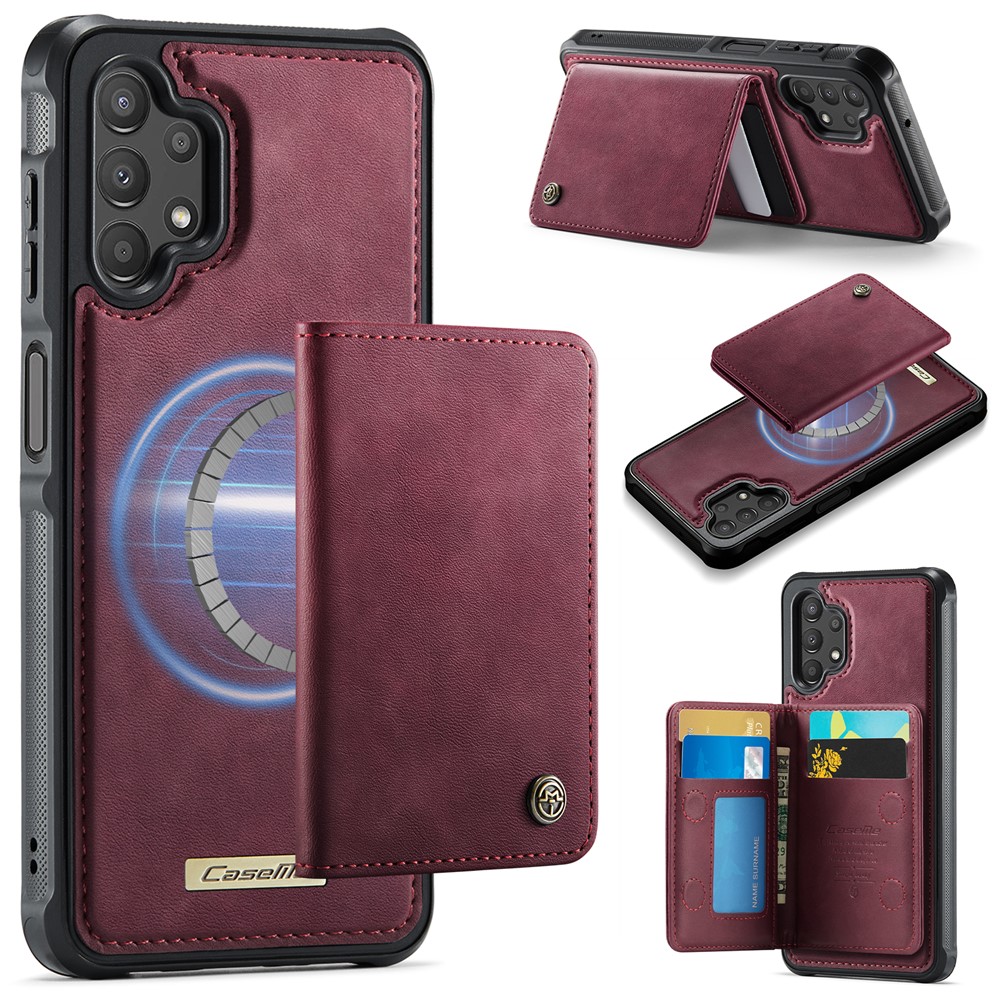 CASEME ME80 Series For Samsung Galaxy A13 4G / A04s 4G (164.7mm) Magnetic Case Leather PC TPU Phone Cover with Detachable Wallet - Red
