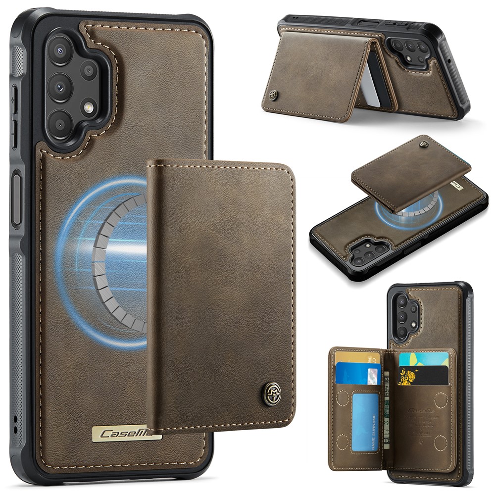 CASEME ME80 Series For Samsung Galaxy A13 4G / A04s 4G (164.7mm) Magnetic Case Leather PC TPU Phone Cover with Detachable Wallet - Coffee