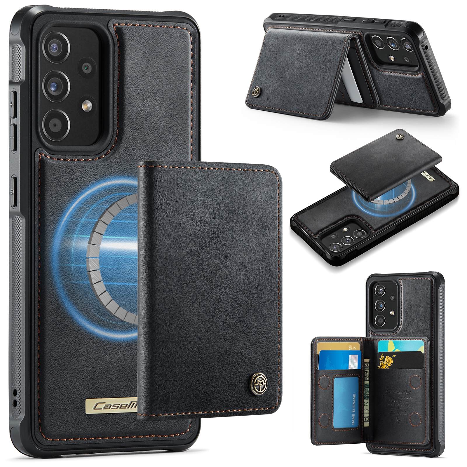 CASEME For Samsung Galaxy A52s 5G / Galaxy A52 5G Magnetic Case  ME80 Series Leather PC TPU Phone Cover with Detachable Wallet - Black