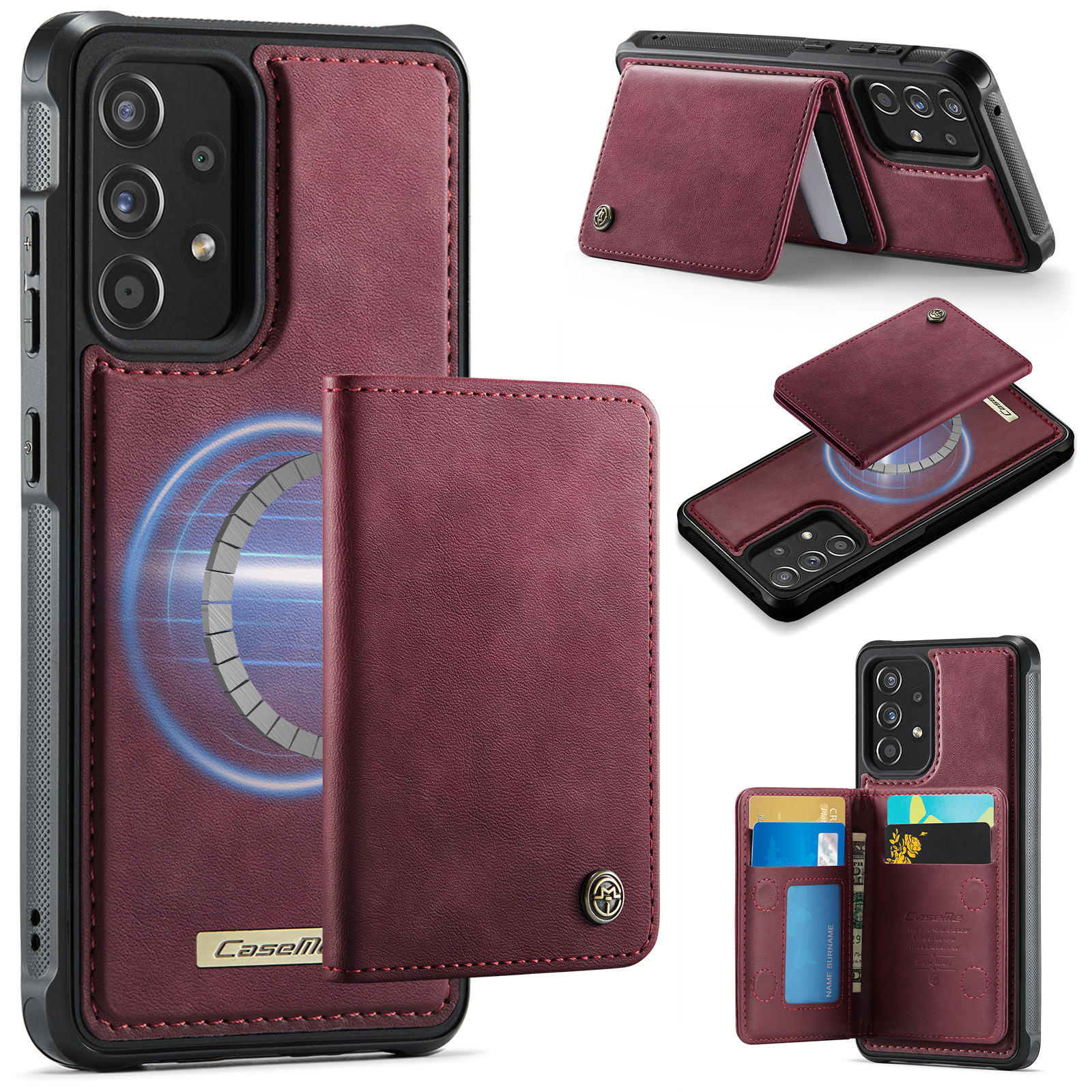 CASEME For Samsung Galaxy A52s 5G / Galaxy A52 5G Magnetic Case ME80 Series Leather PC TPU Phone Cover with Detachable Wallet - Red
