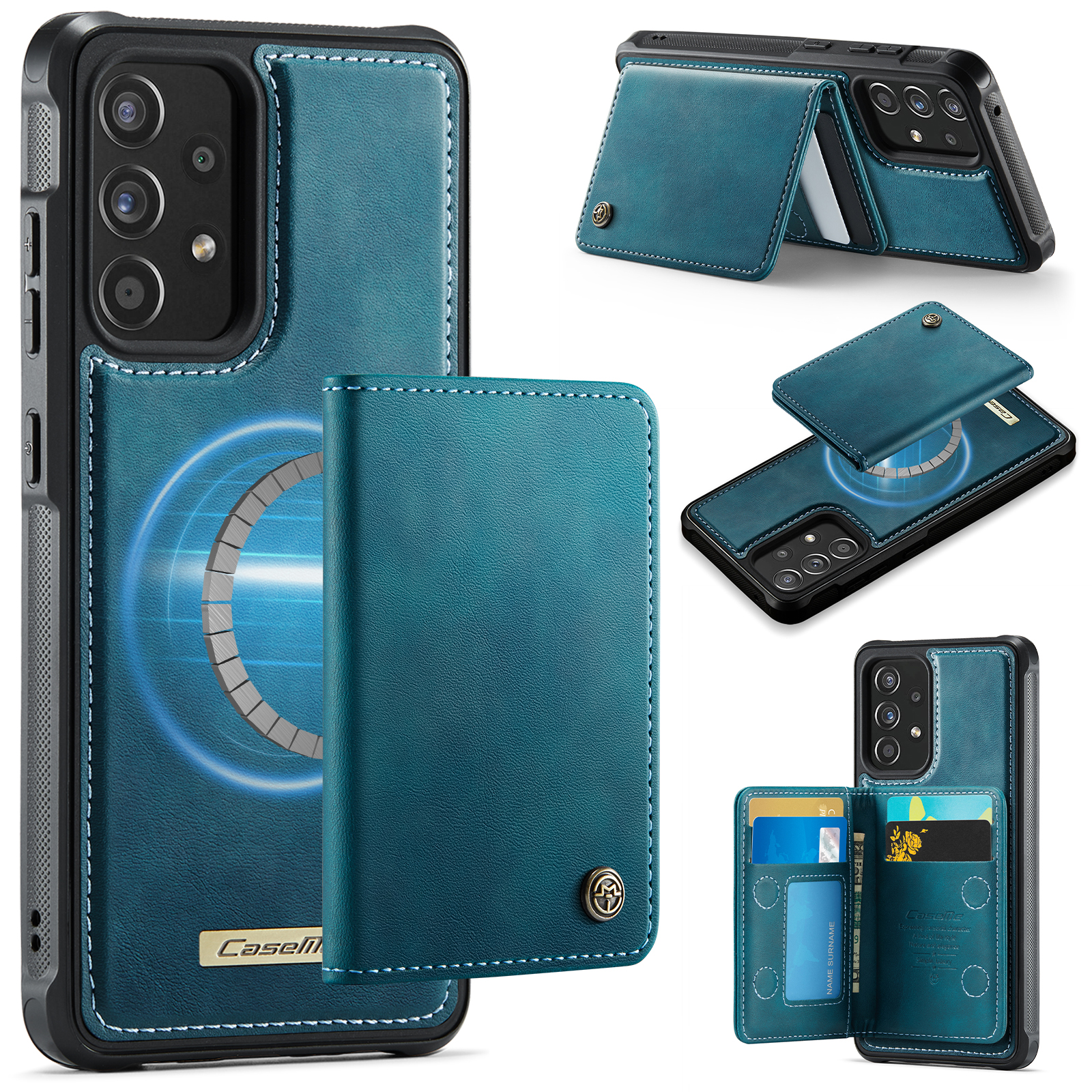 CASEME For Samsung Galaxy A52s 5G / Galaxy A52 5G Magnetic Case ME80 Series Leather PC TPU Phone Cover with Detachable Wallet - Green