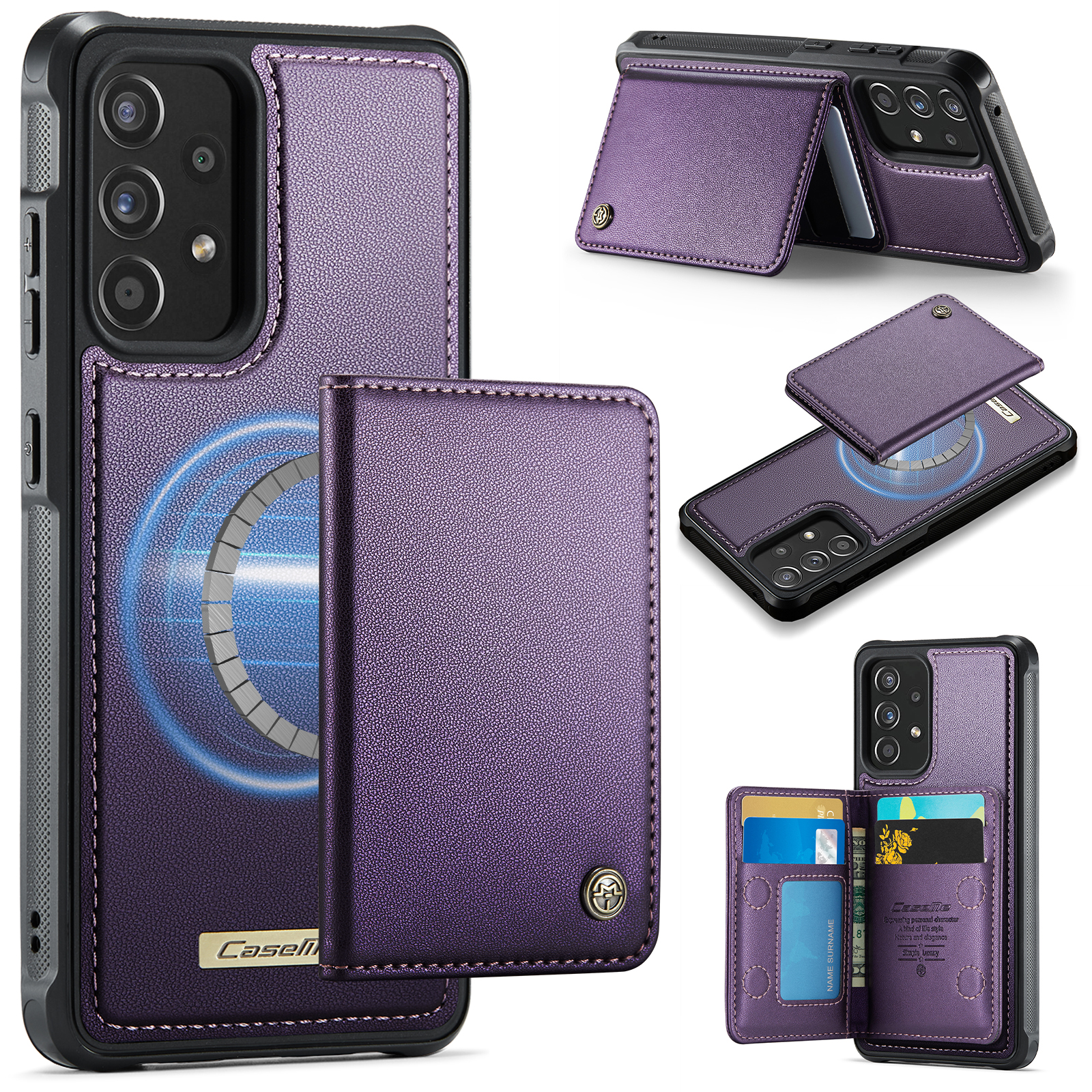 CASEME For Samsung Galaxy A52s 5G / Galaxy A52 5G Magnetic Case ME80 Series Leather PC TPU Phone Cover with Detachable Wallet - Purple