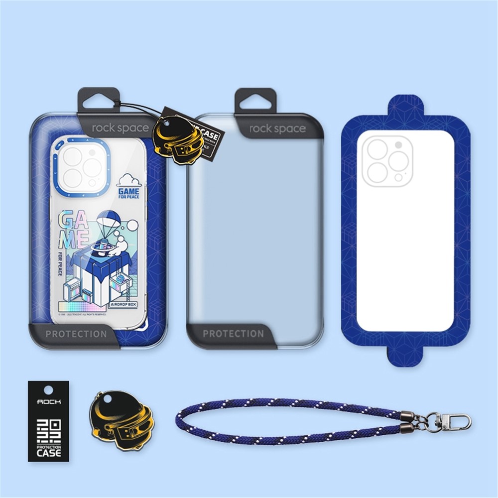 ROCK For iPhone 14 Pro Game for Peace Series Funny Pattern Printing Cool Cover Hard PC Soft TPU Shockproof Phone Case with Strap - Airdrop Box-4