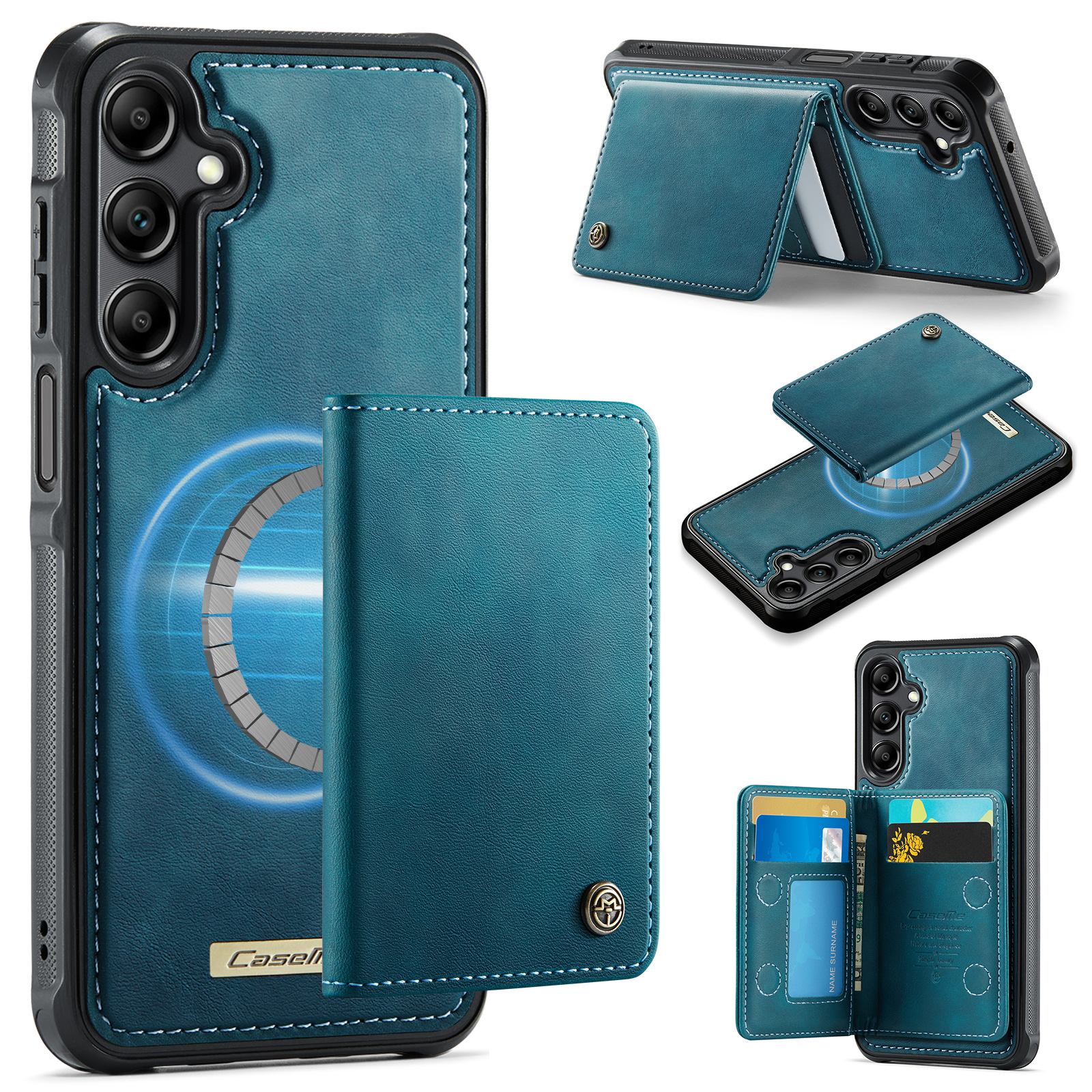 CASEME For Samsung Galaxy A14 4G / Galaxy M44 5G / Galaxy A14 5G Magnetic Case ME80 Series Leather PC TPU Phone Cover with Detachable Wallet - Green