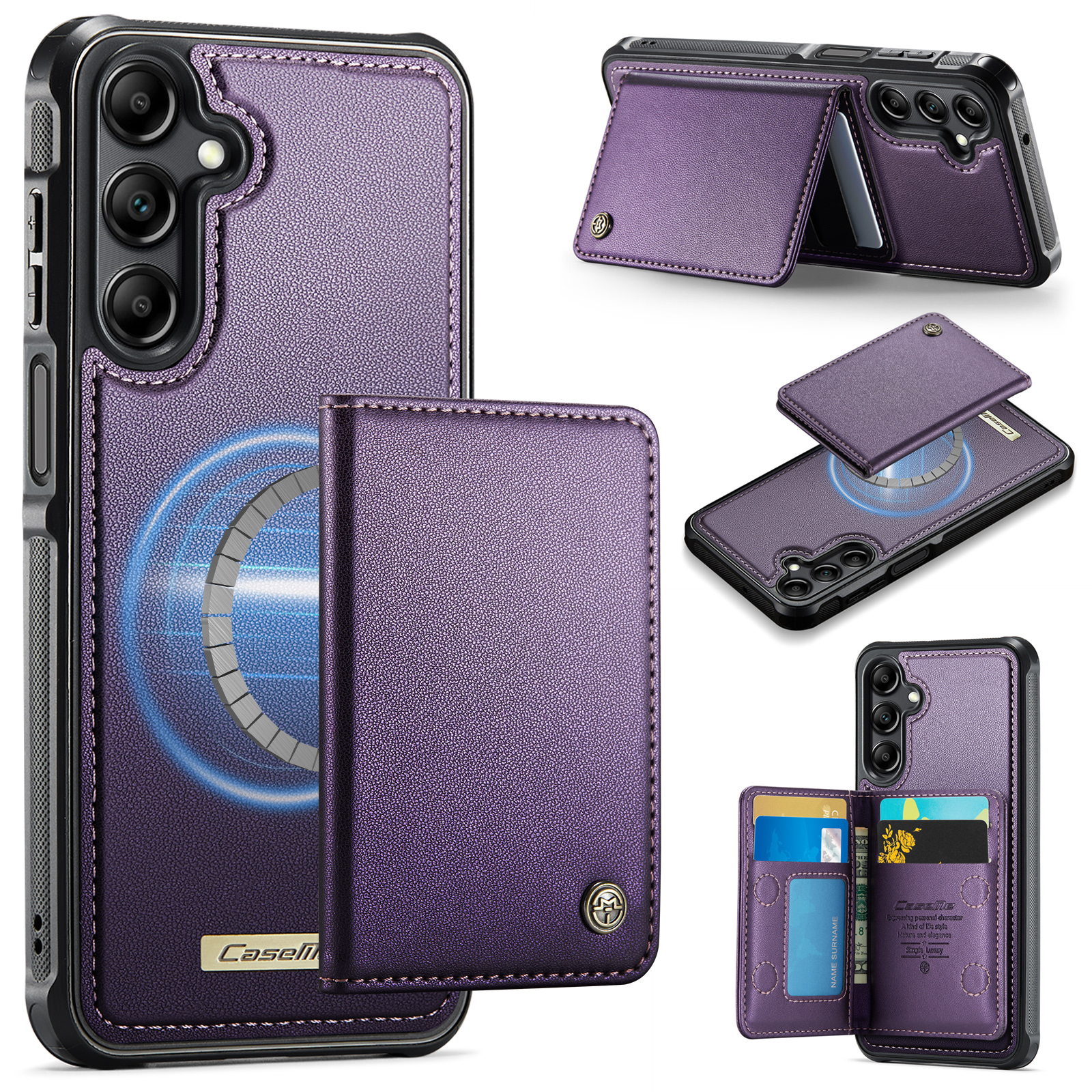 CASEME For Samsung Galaxy A14 4G / Galaxy M44 5G / Galaxy A14 5G Magnetic Case  ME80 Series Leather PC TPU Phone Cover with Detachable Wallet - Purple