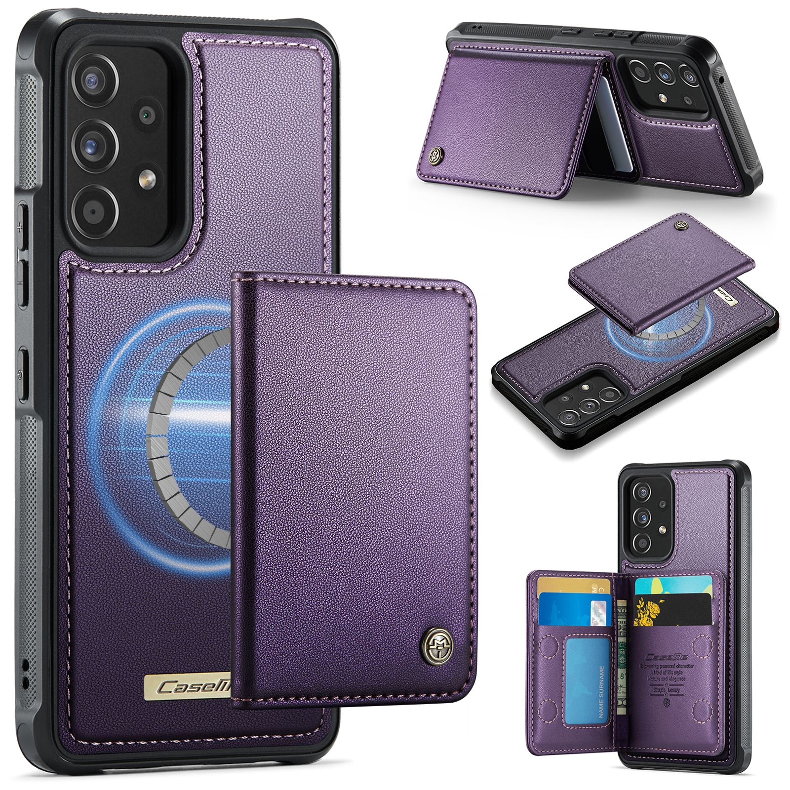 CASEME For Samsung Galaxy A53 5G Magnetic Case  ME80 Series Leather PC TPU Phone Cover with Detachable Wallet - Purple